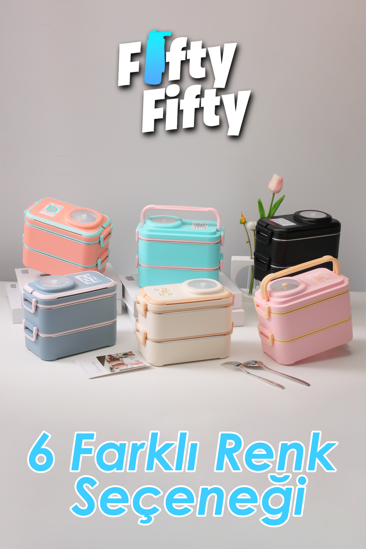 Uzspace 1200 ML İki Kat Dört Bölme Paslanmaz Çelik Lunch Box Yeni Nesil Sefer Tası-Sos Kaseli Model-FFLBOX8023