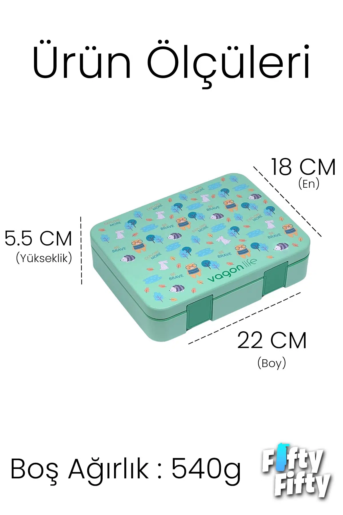 1300 ML Tek Kat Sızdırmaz,Karışmaz 4 Bölmeli Çocuk Beslenme Kutusu -FFB091-1300