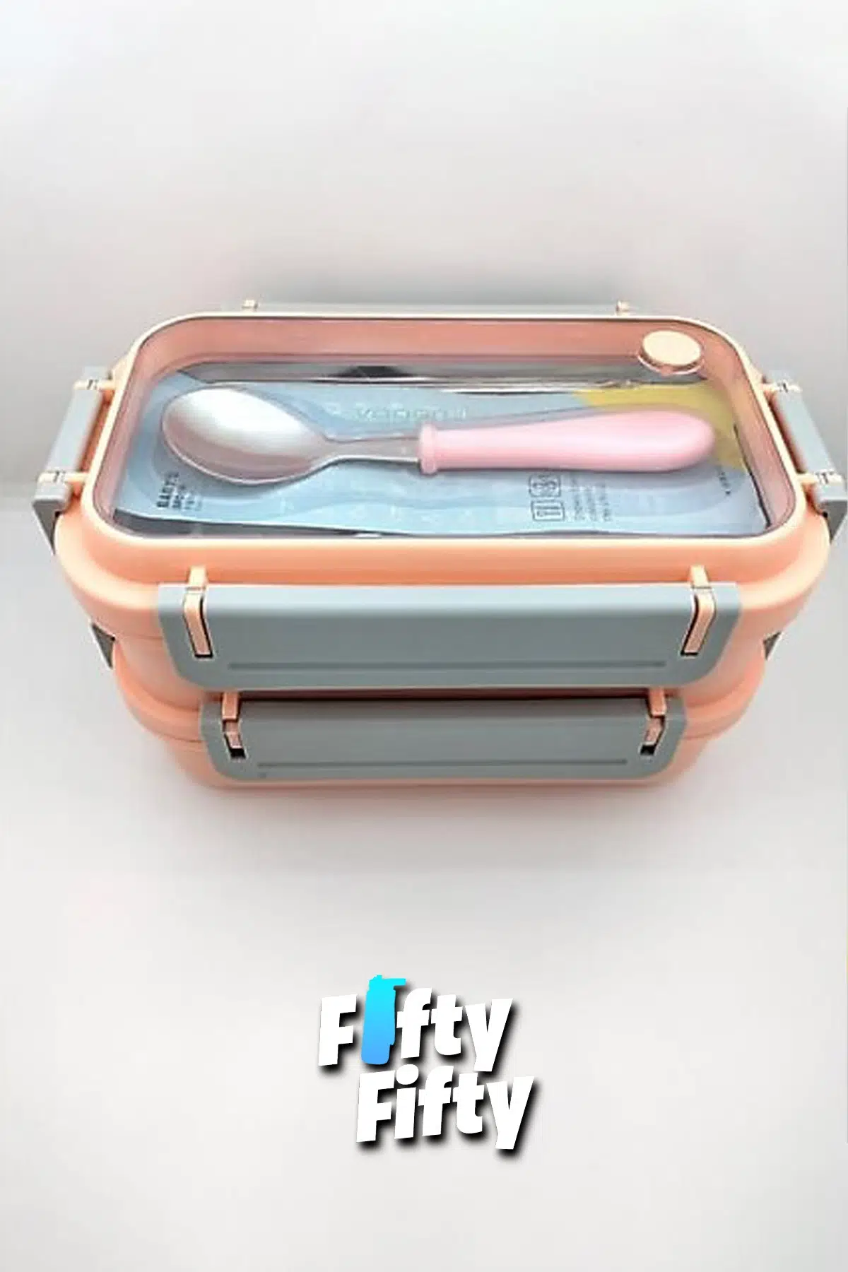 1200 ML İki Kat Üç Bölme Paslanmaz Çelik Bento Lunch Box Yeni Nesil Sefer Tası Çelik Kaşıklı -22FF15