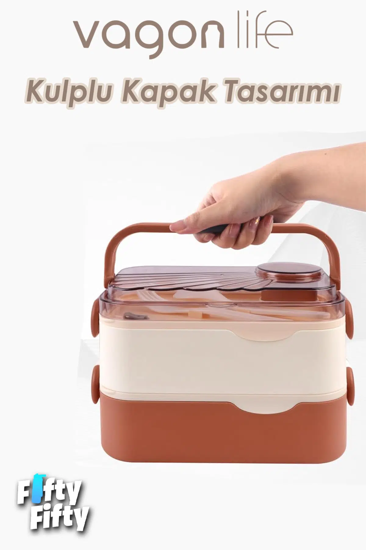 1350 ML Paslanmaz Çelik Bento Lunch Box İki Kat Üç Bölme Yeni Nesil Sefer Tası-1350ML-101102S