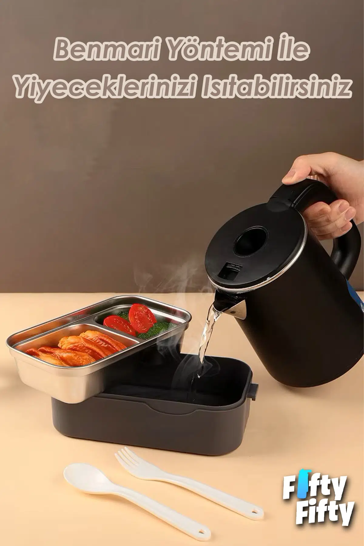 1350 ML Paslanmaz Çelik Bento Lunch Box İki Kat Üç Bölme Yeni Nesil Sefer Tası-1350ML-101102S