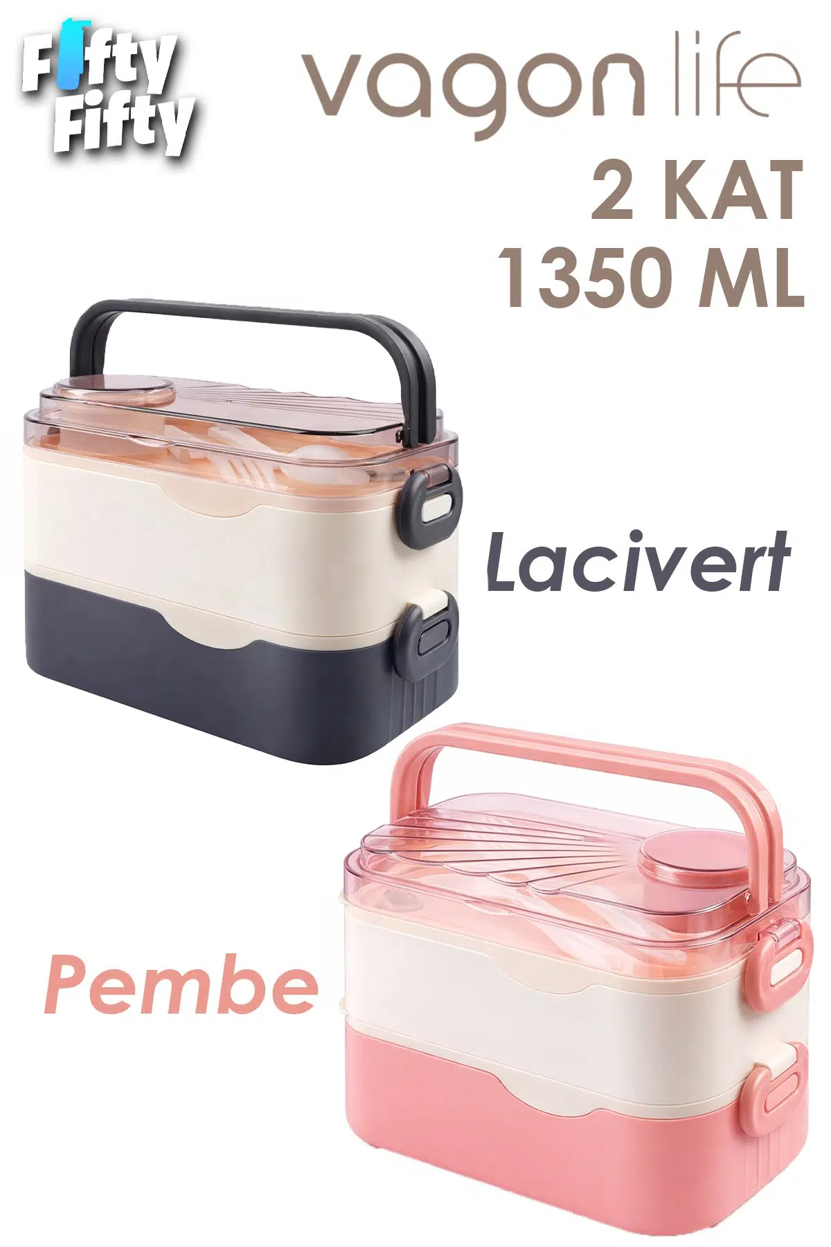 1350 ML Paslanmaz Çelik Bento Lunch Box İki Kat Üç Bölme Yeni Nesil Sefer Tası-1350ML-101102S