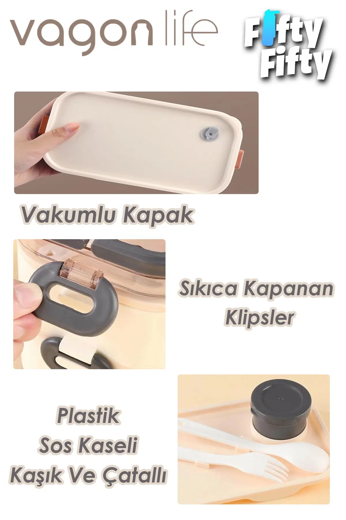 1350 ML Paslanmaz Çelik Bento Lunch Box İki Kat Üç Bölme Yeni Nesil Sefer Tası-1350ML-101102S