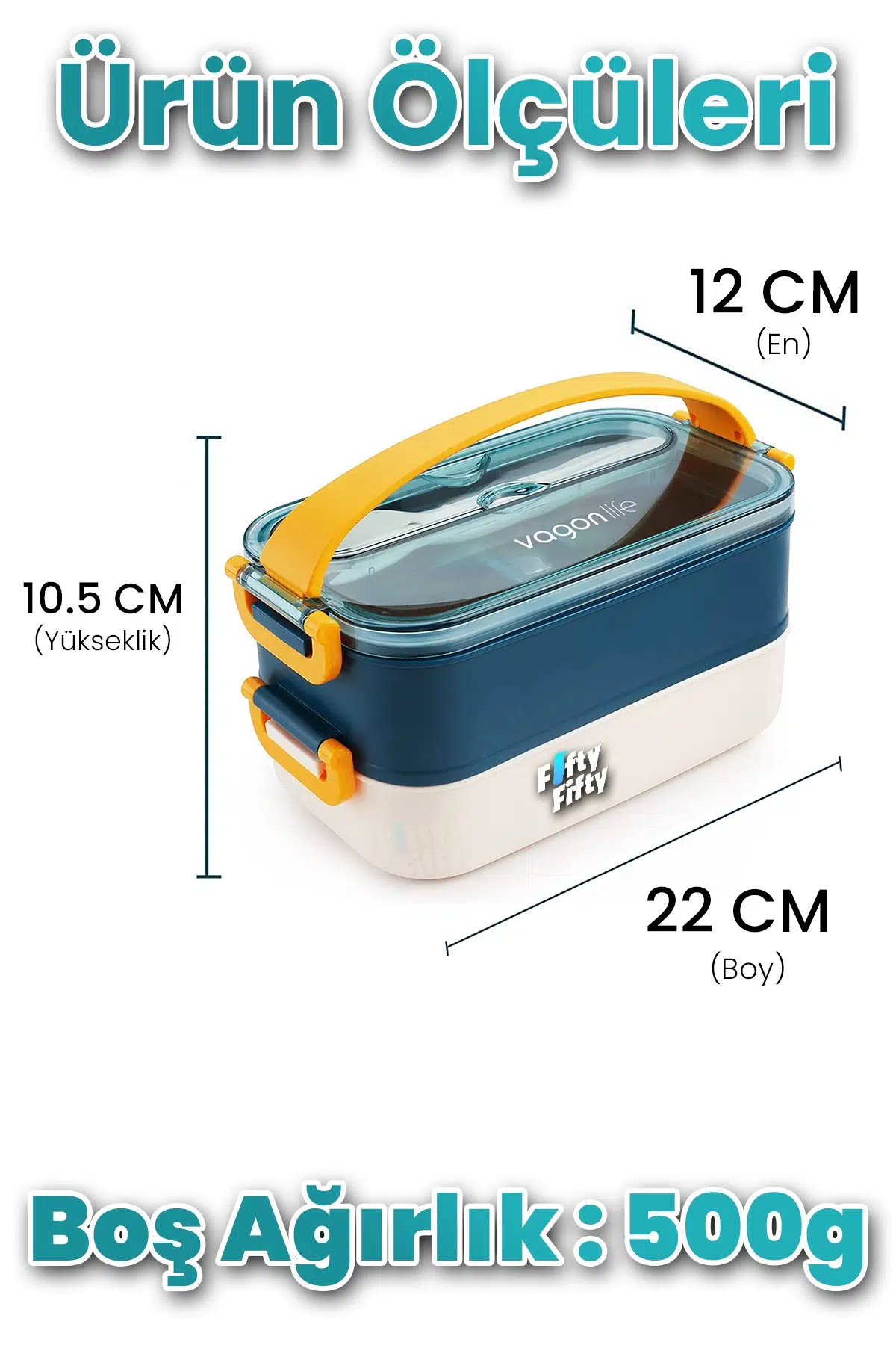 1400 ML İki Kat Üç Bölme Paslanmaz Çelik Lunch Box Yeni Nesil Sefer Tası - Kaşıkçatallı -1400462