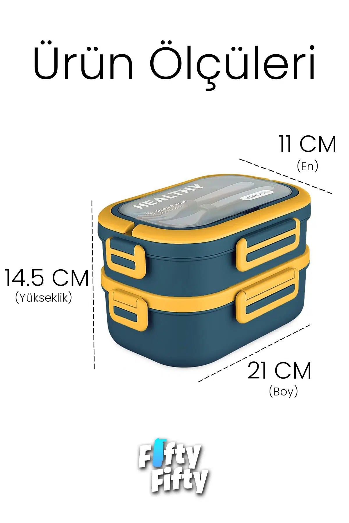 1650 ML İki Kat Üç Bölme Paslanmaz Çelik Lunch Box Yeni Nesil Sefer Tası - Kaşık Ve Çatallı -6715