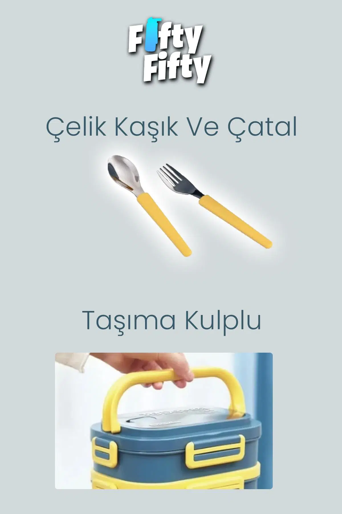 1650 ML İki Kat Üç Bölme Paslanmaz Çelik Lunch Box Yeni Nesil Sefer Tası - Kaşık Ve Çatallı -6715