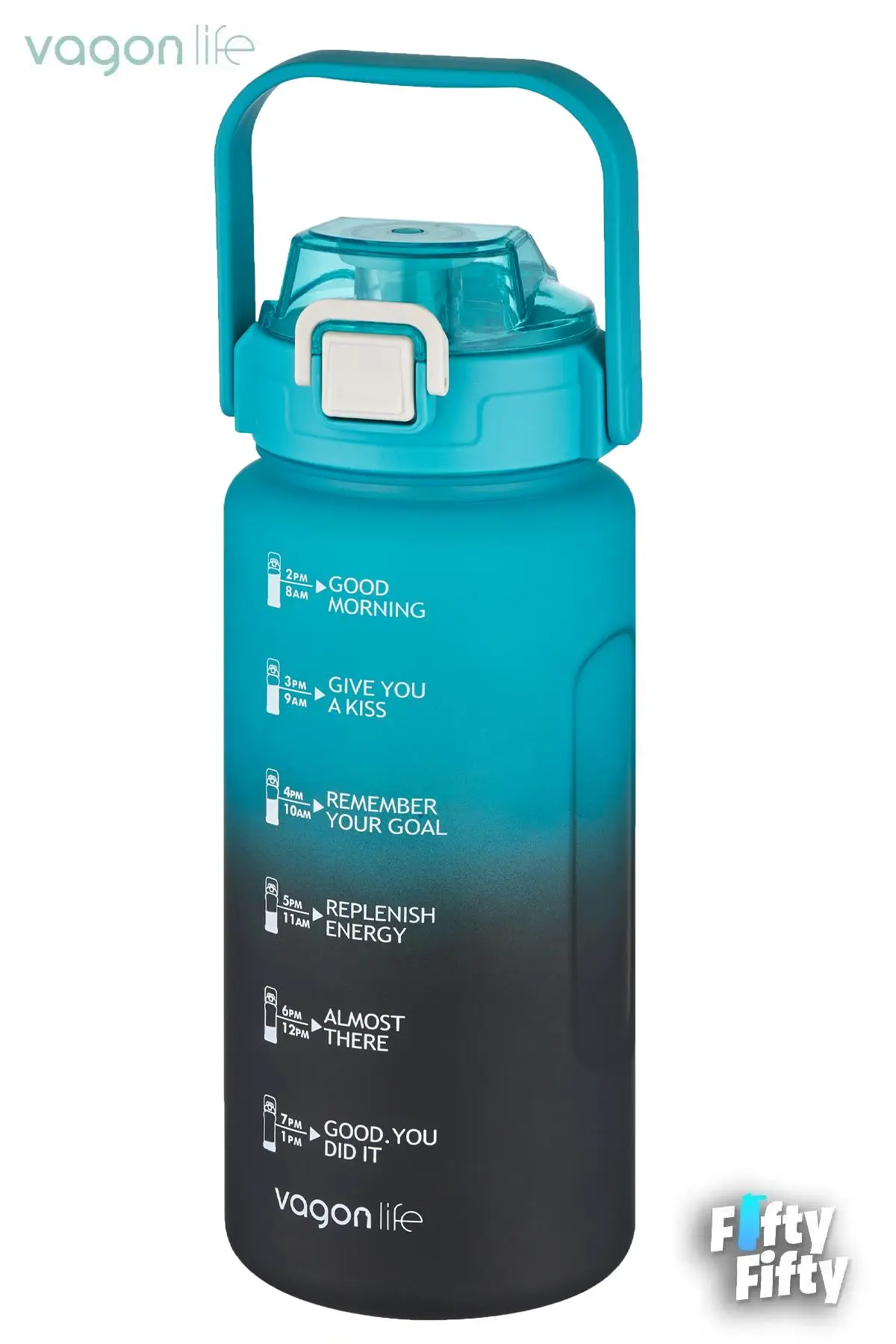 Vagonlife 2`li Ekonomik Motivasyon Matara Seti 1500 ml Büyük Boy 4 Farklı Renk Seçeneği FiftyFifty