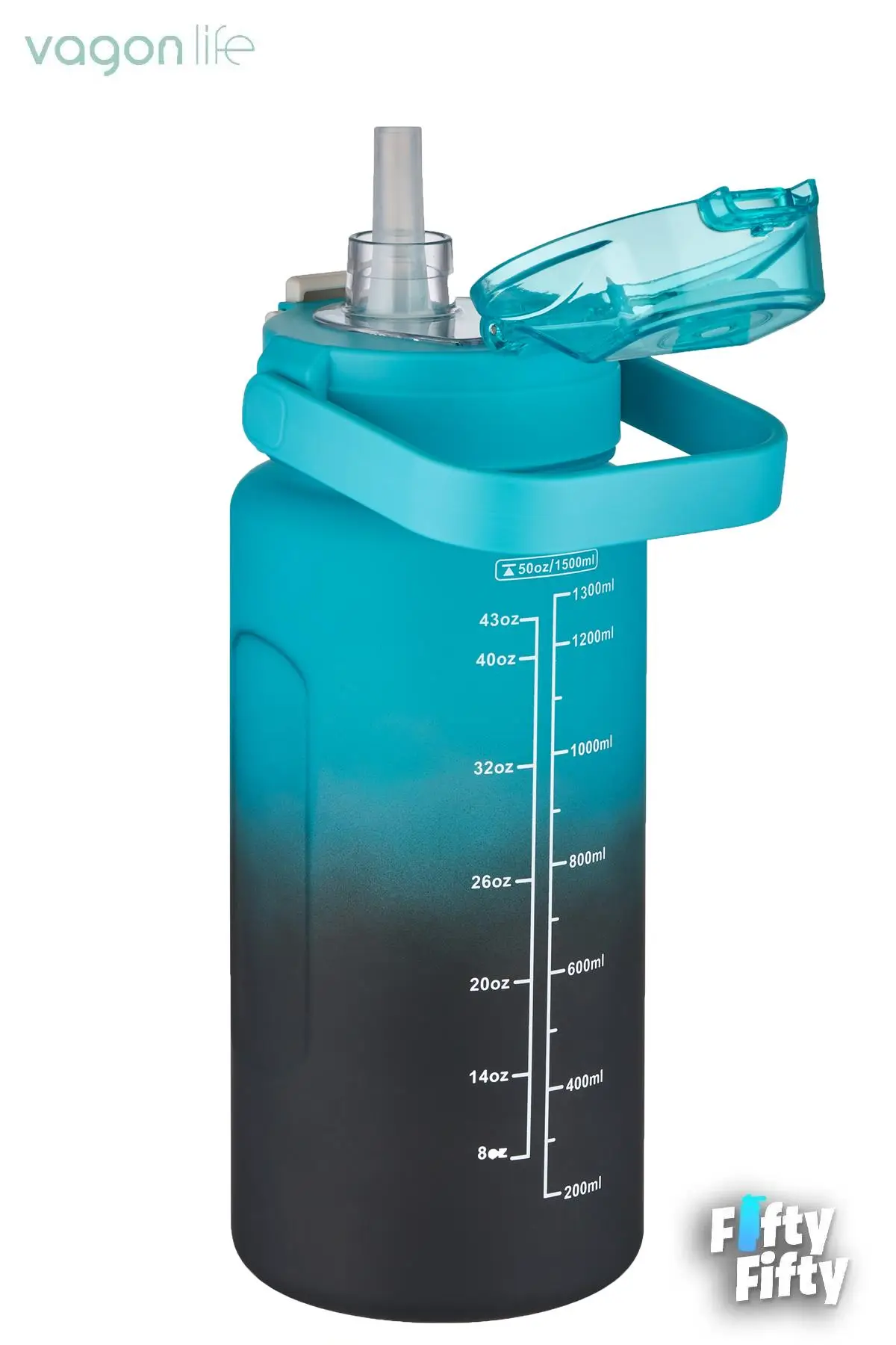 Vagonlife 2`li Ekonomik Motivasyon Matara Seti 1500 ml Büyük Boy 4 Farklı Renk Seçeneği FiftyFifty