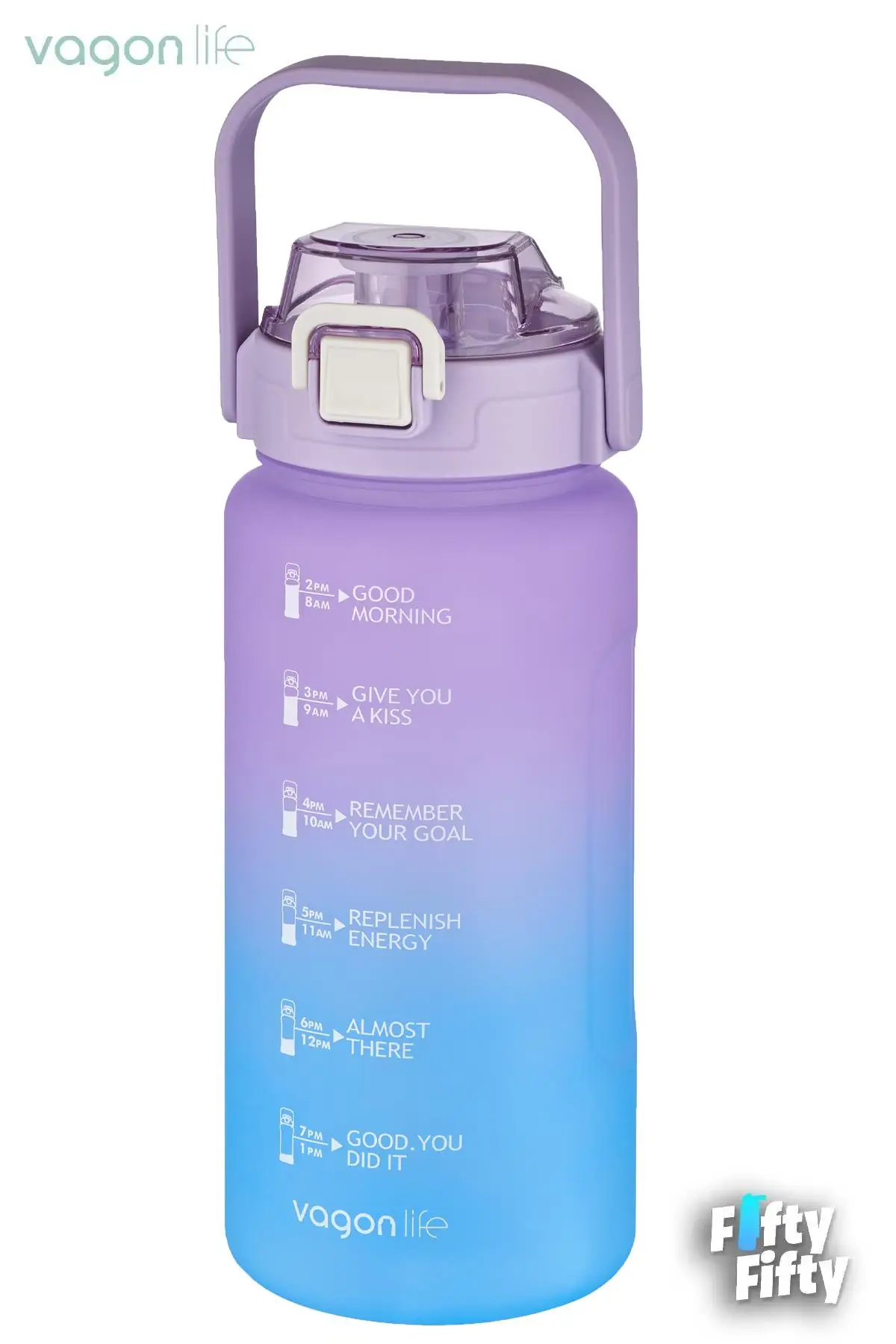 Vagonlife 2`li Ekonomik Motivasyon Matara Seti 1500 ml Büyük Boy 4 Farklı Renk Seçeneği FiftyFifty
