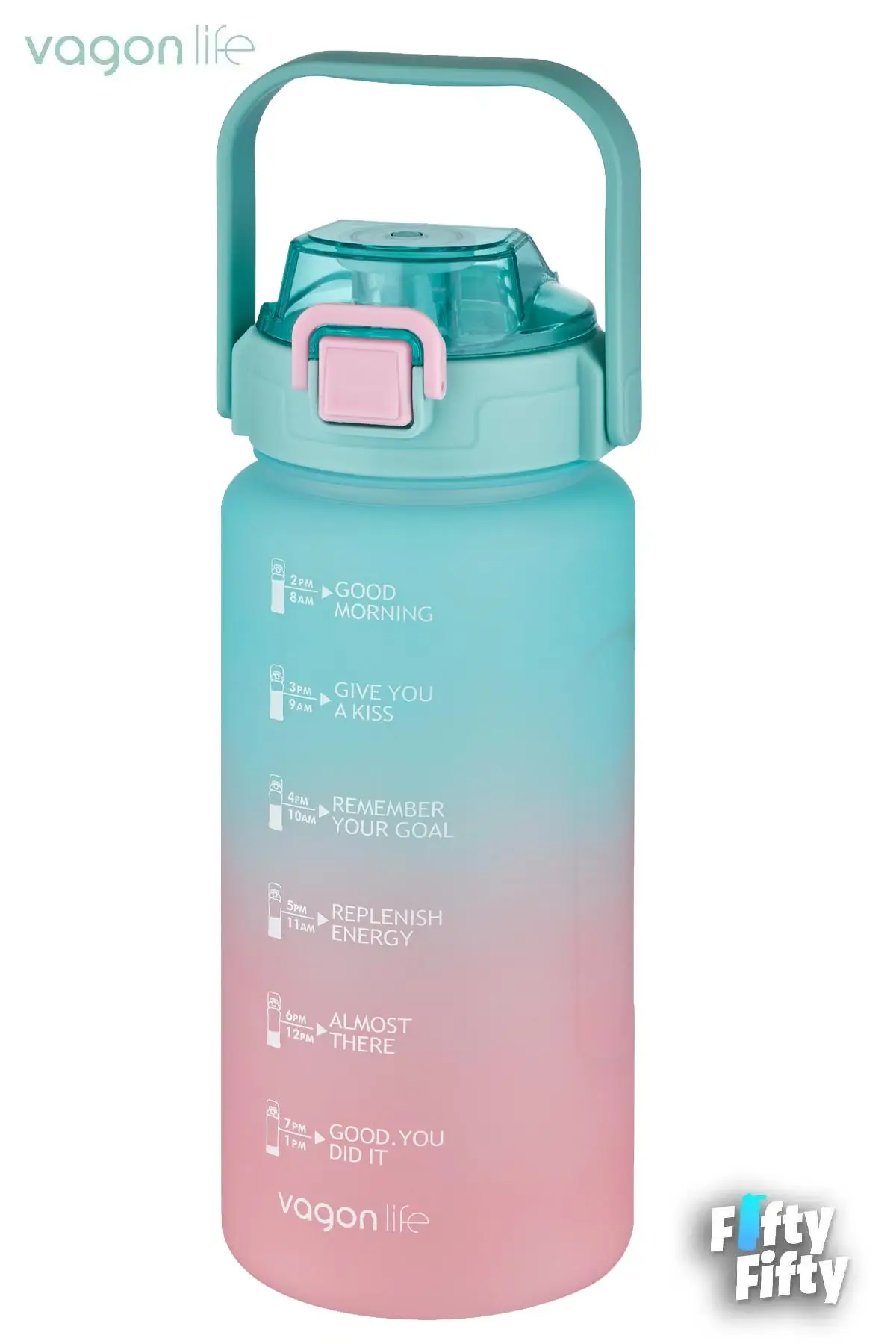 Vagonlife 2`li Ekonomik Motivasyon Matara Seti 1500 ml Büyük Boy 4 Farklı Renk Seçeneği FiftyFifty