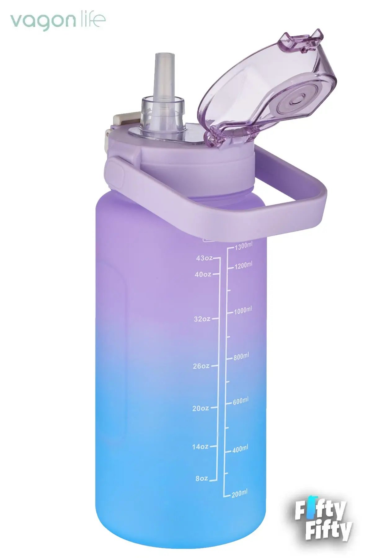 Vagonlife 2`li Ekonomik Motivasyon Matara Seti 1500 ml Büyük Boy 4 Farklı Renk Seçeneği FiftyFifty