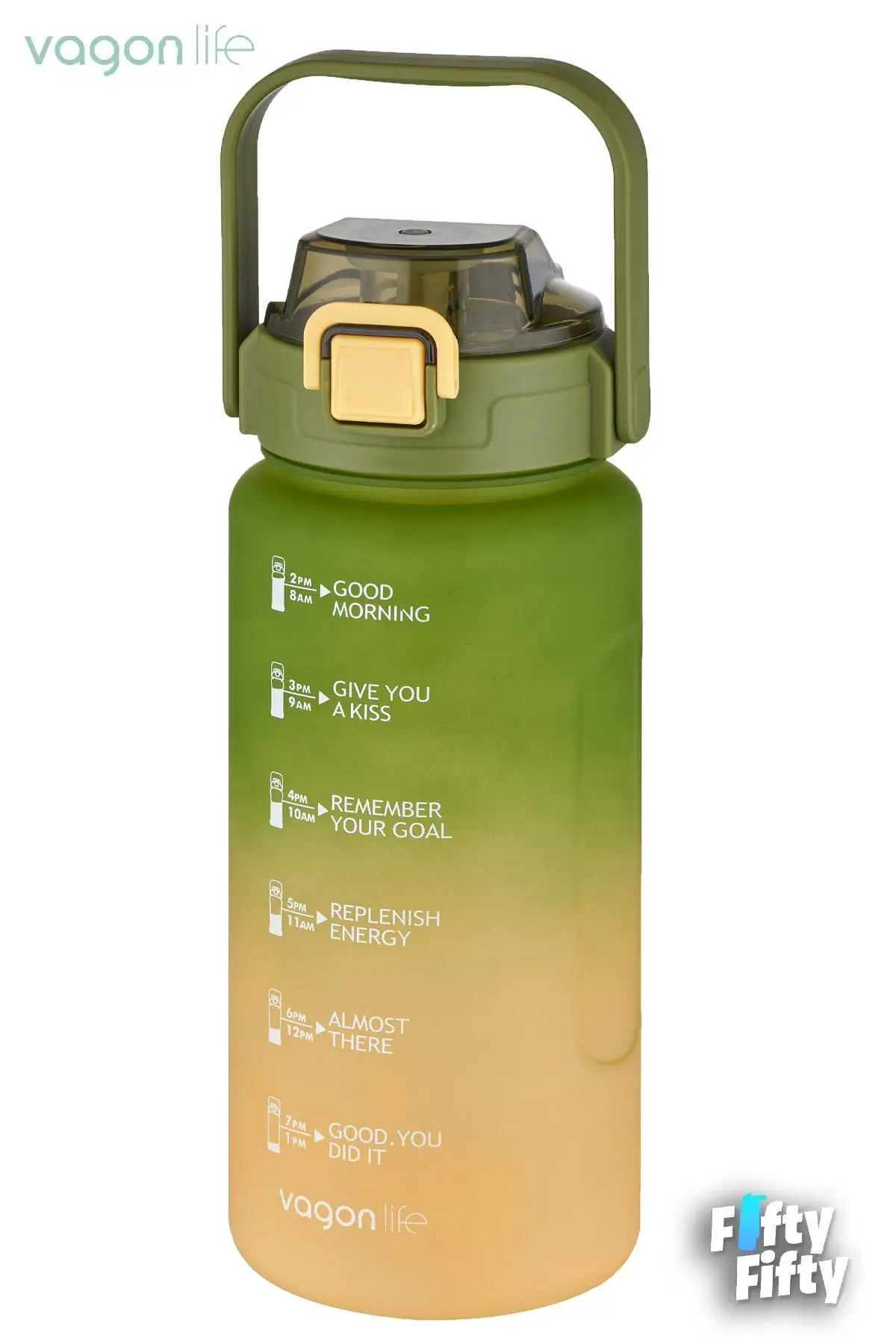 Vagonlife 2`li Ekonomik Motivasyon Matara Seti 1500 ml Büyük Boy 4 Farklı Renk Seçeneği FiftyFifty
