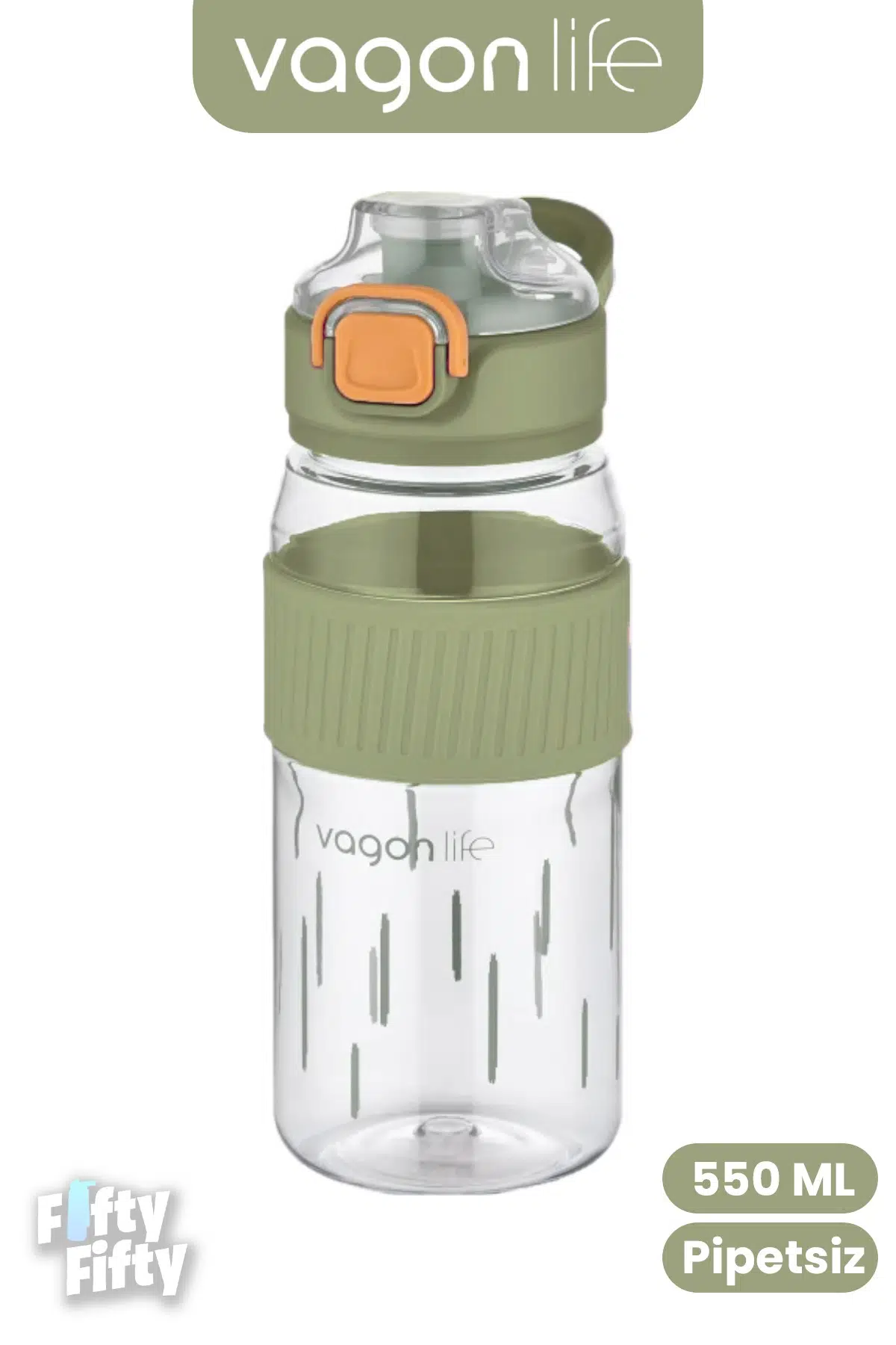 550 ML Rahat İçim (Pipetsiz) Taşıma Kulplu Çocuk Su Matarası -VGN3001ML550 - Yeşil