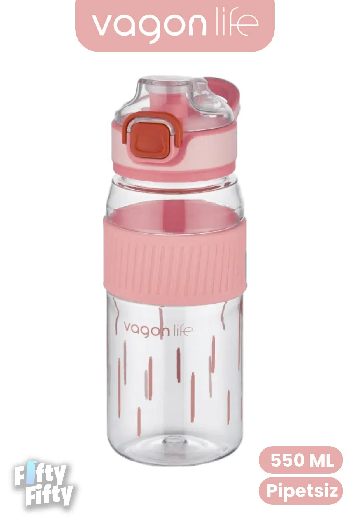 550 ML Rahat İçim (Pipetsiz) Taşıma Kulplu Çocuk Su Matarası -VGN3001ML550 - Pembe