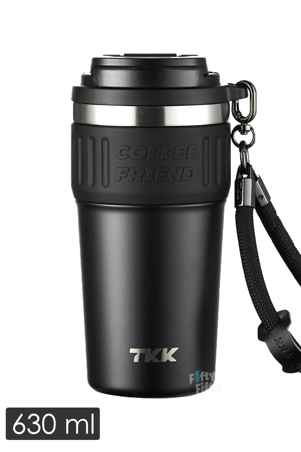 TKK 630 ML Özel Seri Çelik Mug Kahve Bardağı Pipetli/Rahat İçim 6 Saat Sıcak/12 Saat Soğuk Termos -2023 630ML - Siyah