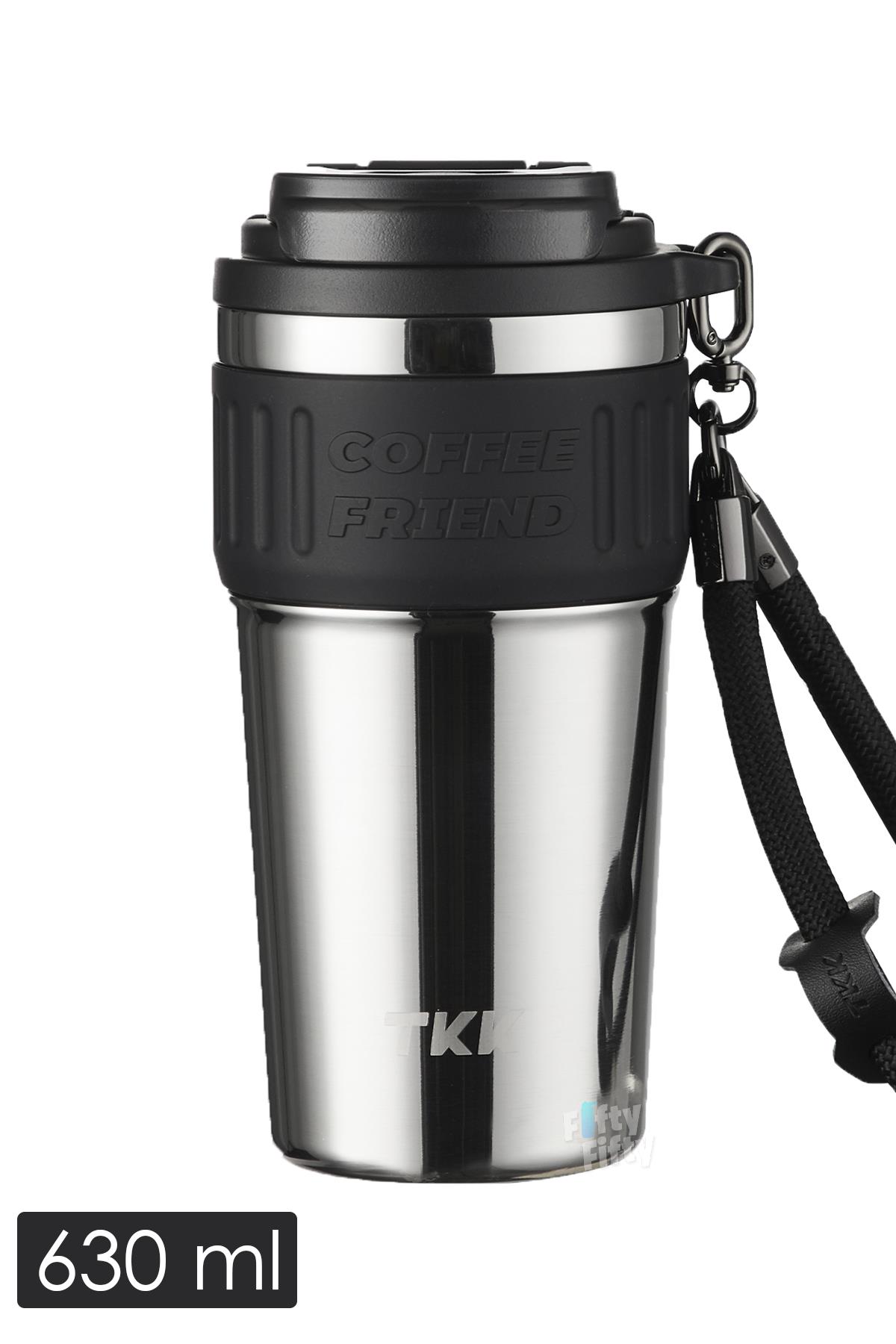 TKK 630 ML Özel Seri Çelik Mug Kahve Bardağı Pipetli/Rahat İçim 6 Saat Sıcak/12 Saat Soğuk Termos -2023 630ML - Gri
