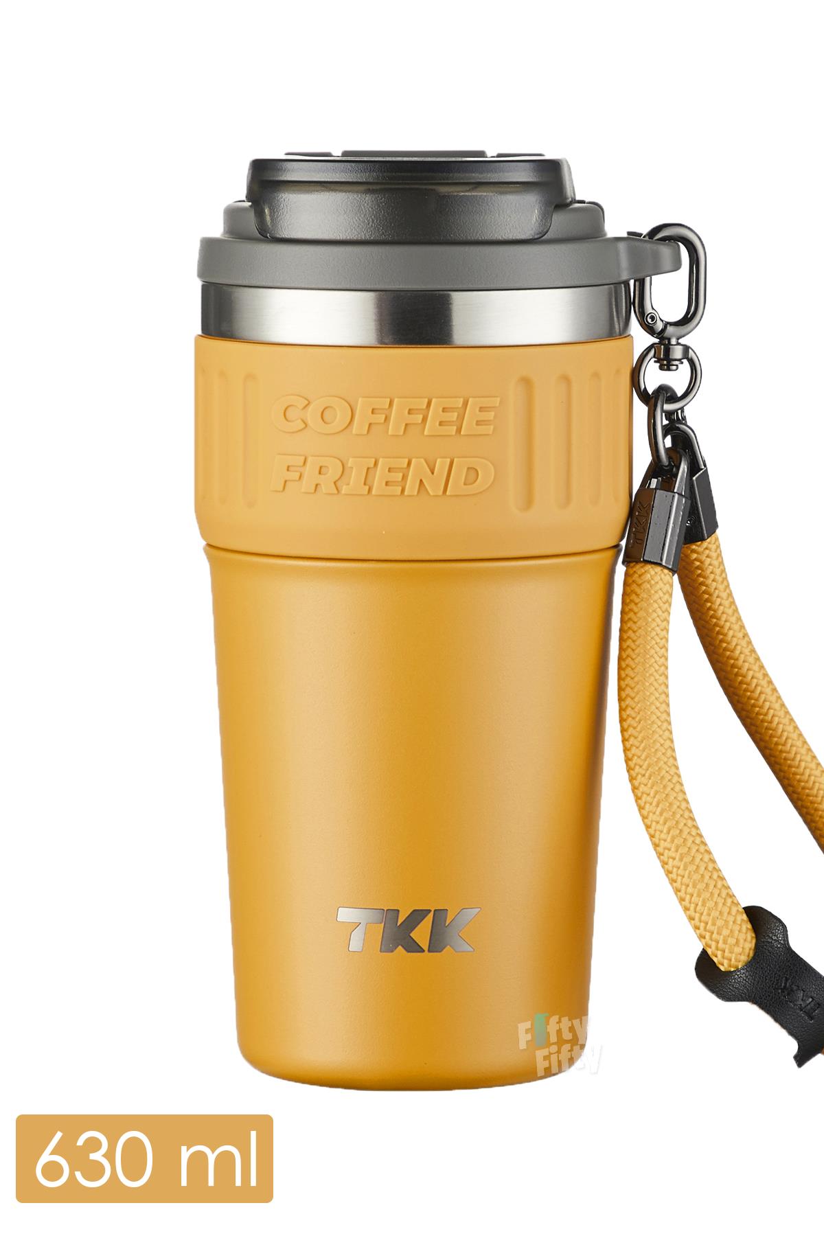 TKK 630 ML Özel Seri Çelik Mug Kahve Bardağı Pipetli/Rahat İçim 6 Saat Sıcak/12 Saat Soğuk Termos -2023 630ML - Sarı