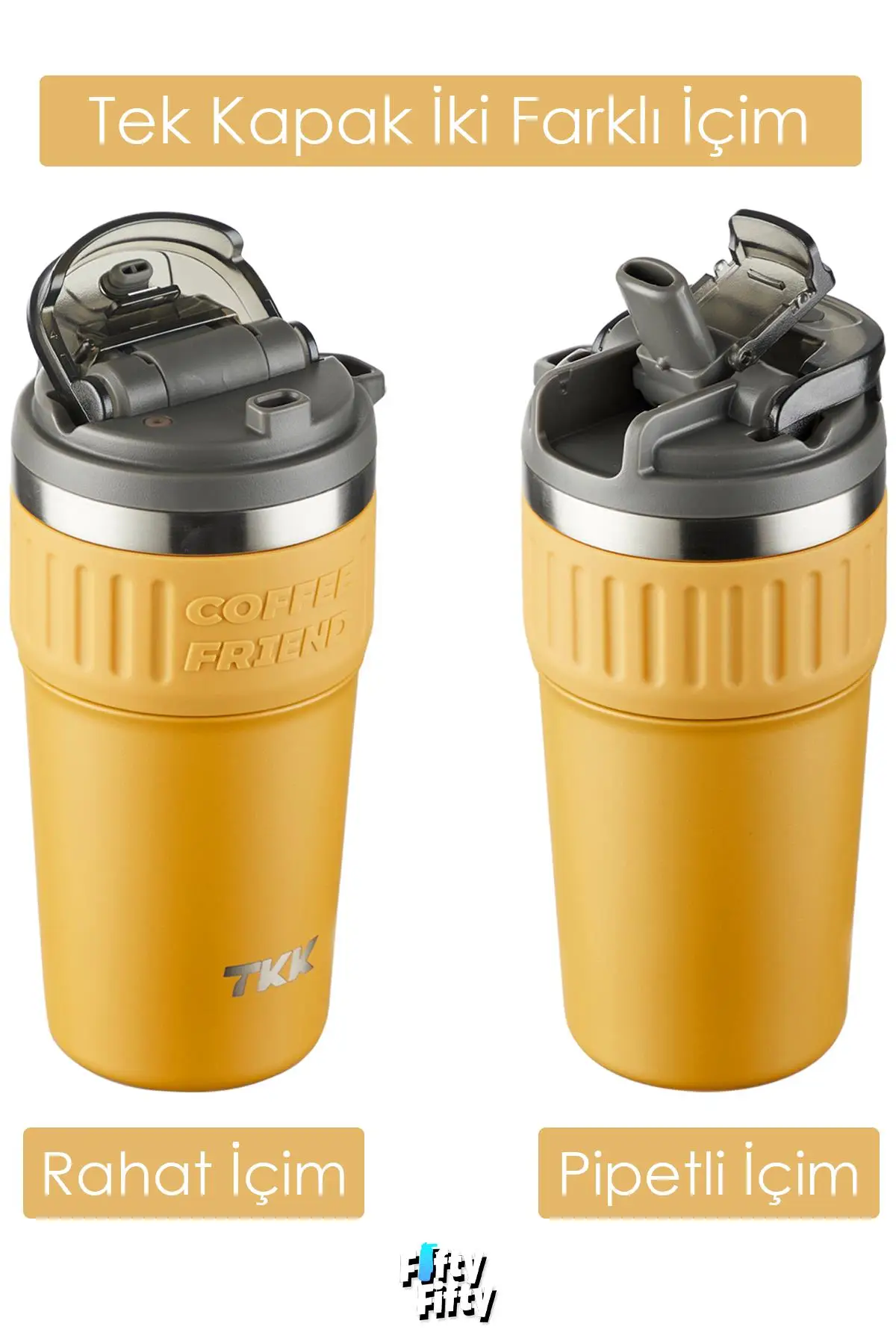 TKK 630 ML Özel Seri Çelik Mug Kahve Bardağı Pipetli/Rahat İçim 6 Saat Sıcak/12 Saat Soğuk Termos -2023 630ML