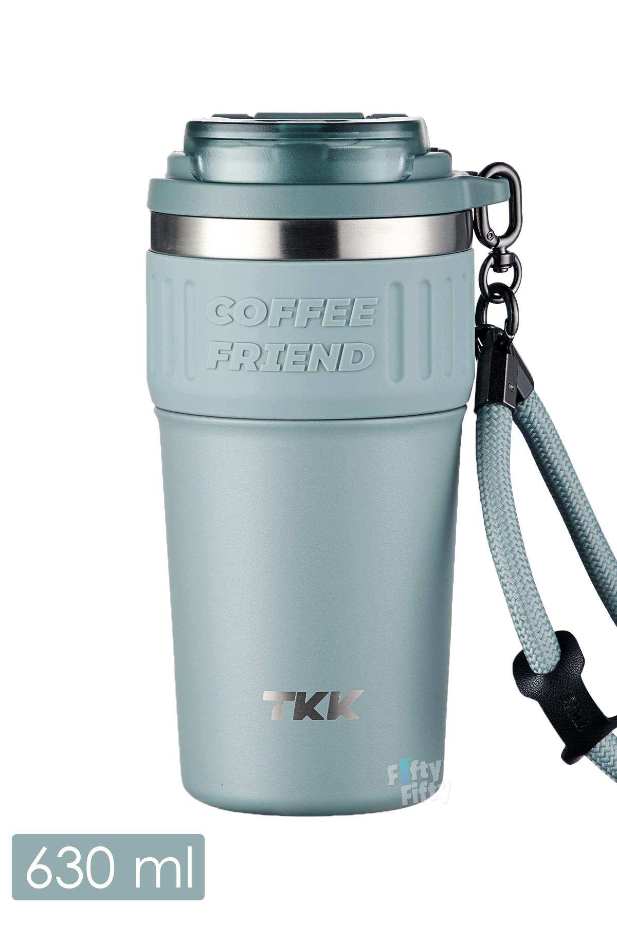 TKK 630 ML Özel Seri Çelik Mug Kahve Bardağı Pipetli/Rahat İçim 6 Saat Sıcak/12 Saat Soğuk Termos -2023 630ML - Turkuaz