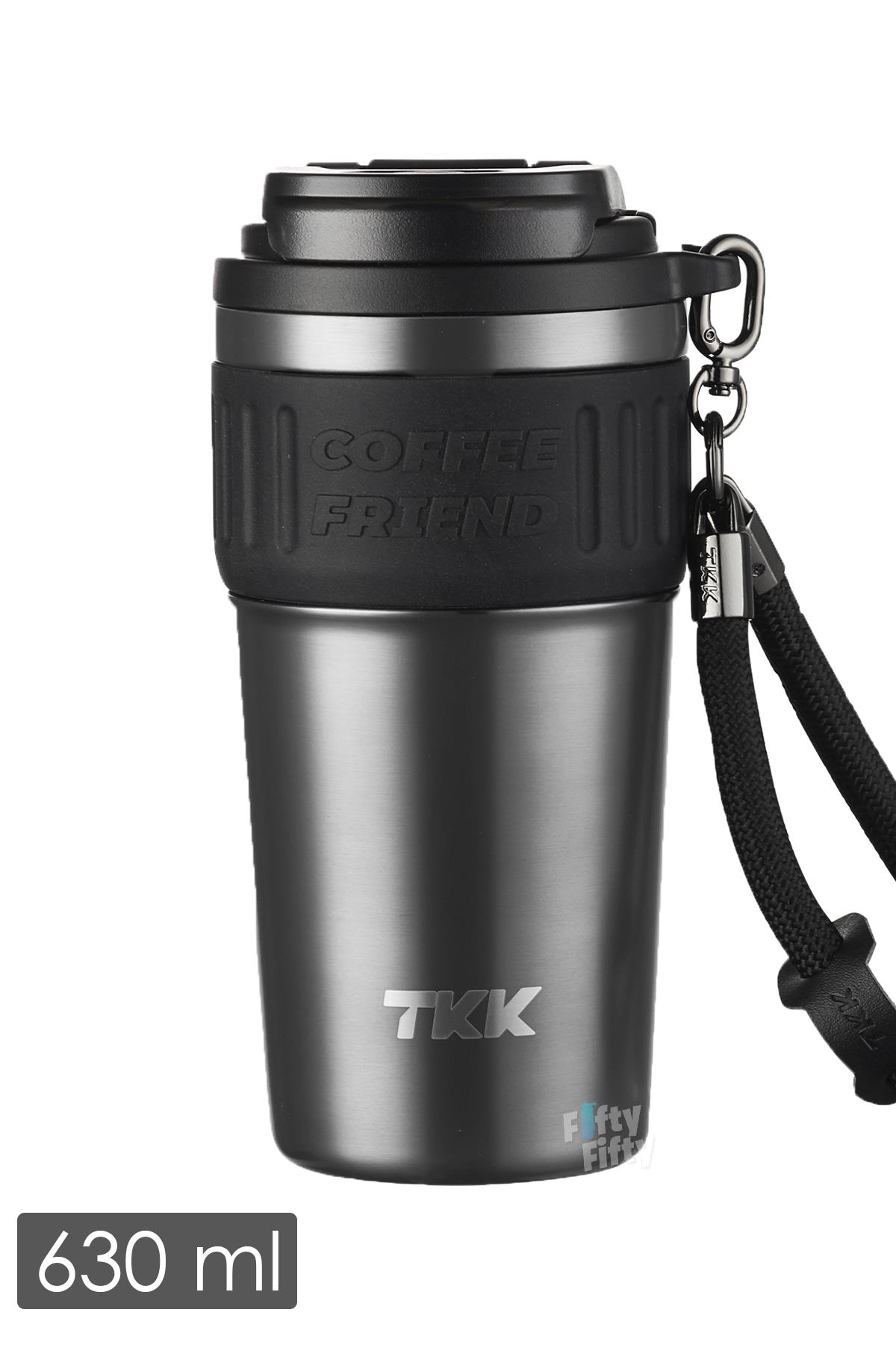 TKK 630 ML Özel Seri Çelik Mug Kahve Bardağı Pipetli/Rahat İçim 6 Saat Sıcak/12 Saat Soğuk Termos -2023 630ML - Antrasit
