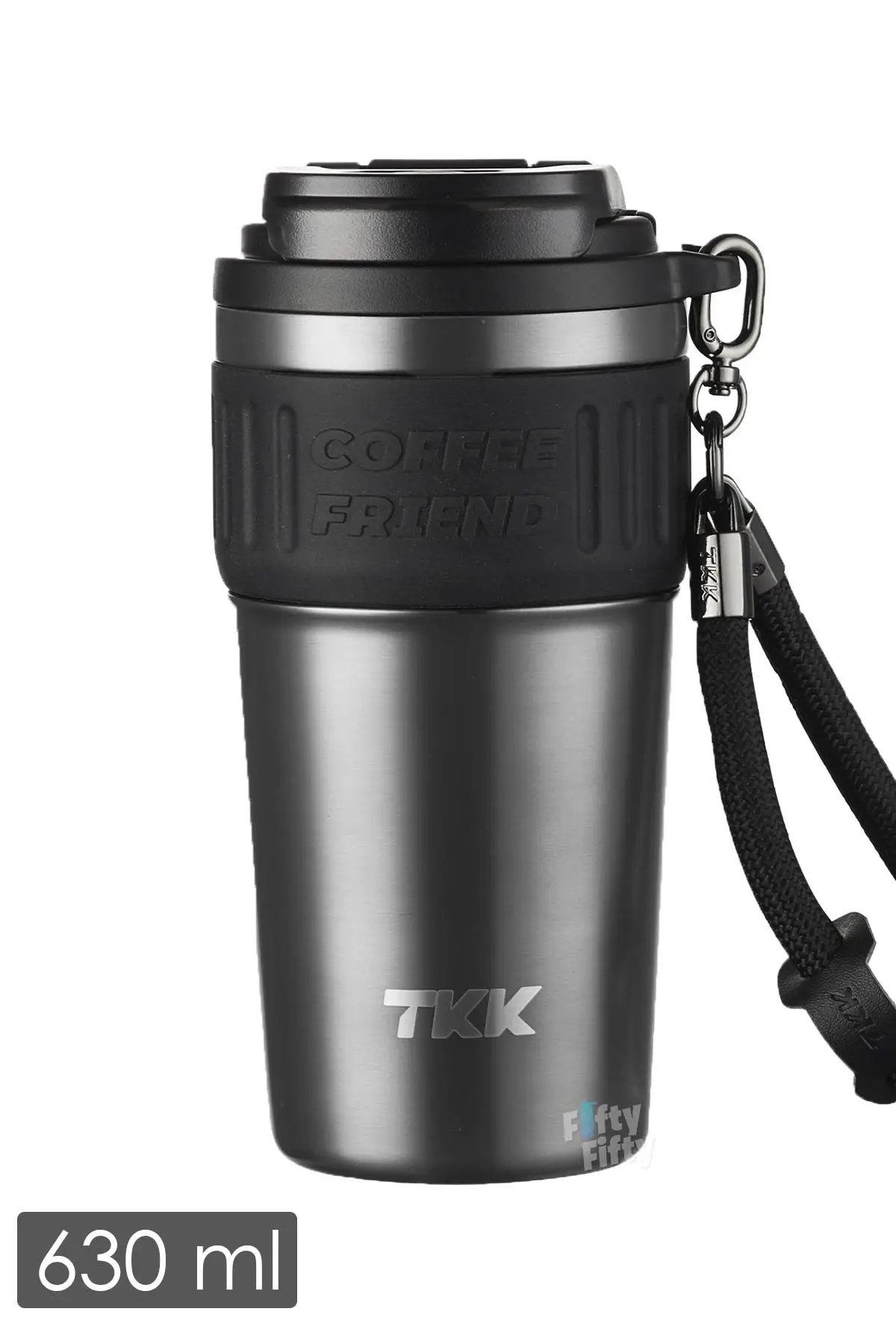 TKK 630 ML Özel Seri Çelik Mug Kahve Bardağı Pipetli/Rahat İçim 6 Saat Sıcak/12 Saat Soğuk Termos -2023 630ML - Antrasit