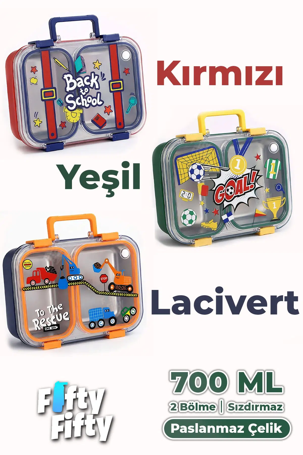 700 ML İki Bölme Paslanmaz Çelik Bento Lunch Box Yeni Nesil Sefer Tası Metal Kaşık Hediyeli FF7155