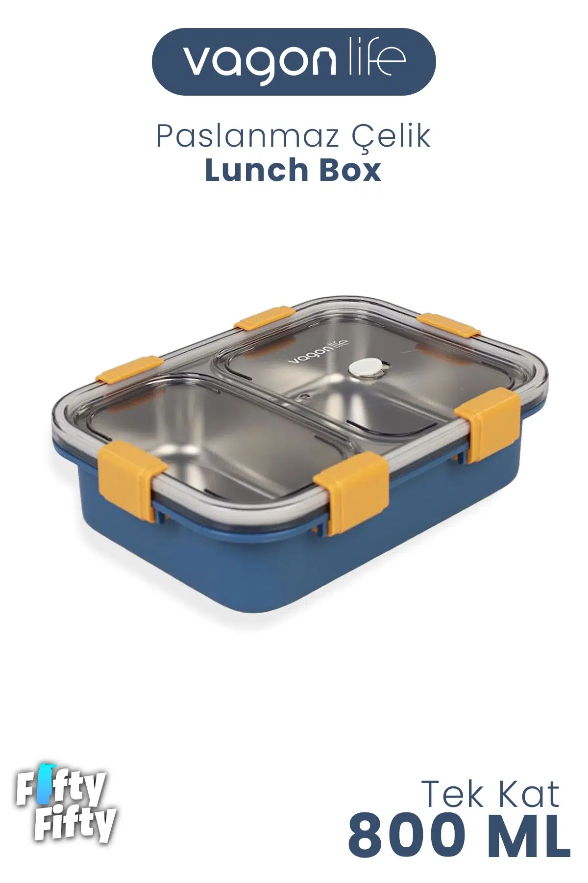 800 ML Tek Kat 2 Bölme Lunch Box Yeni Nesil Sefer Tası-FFLBOX50442