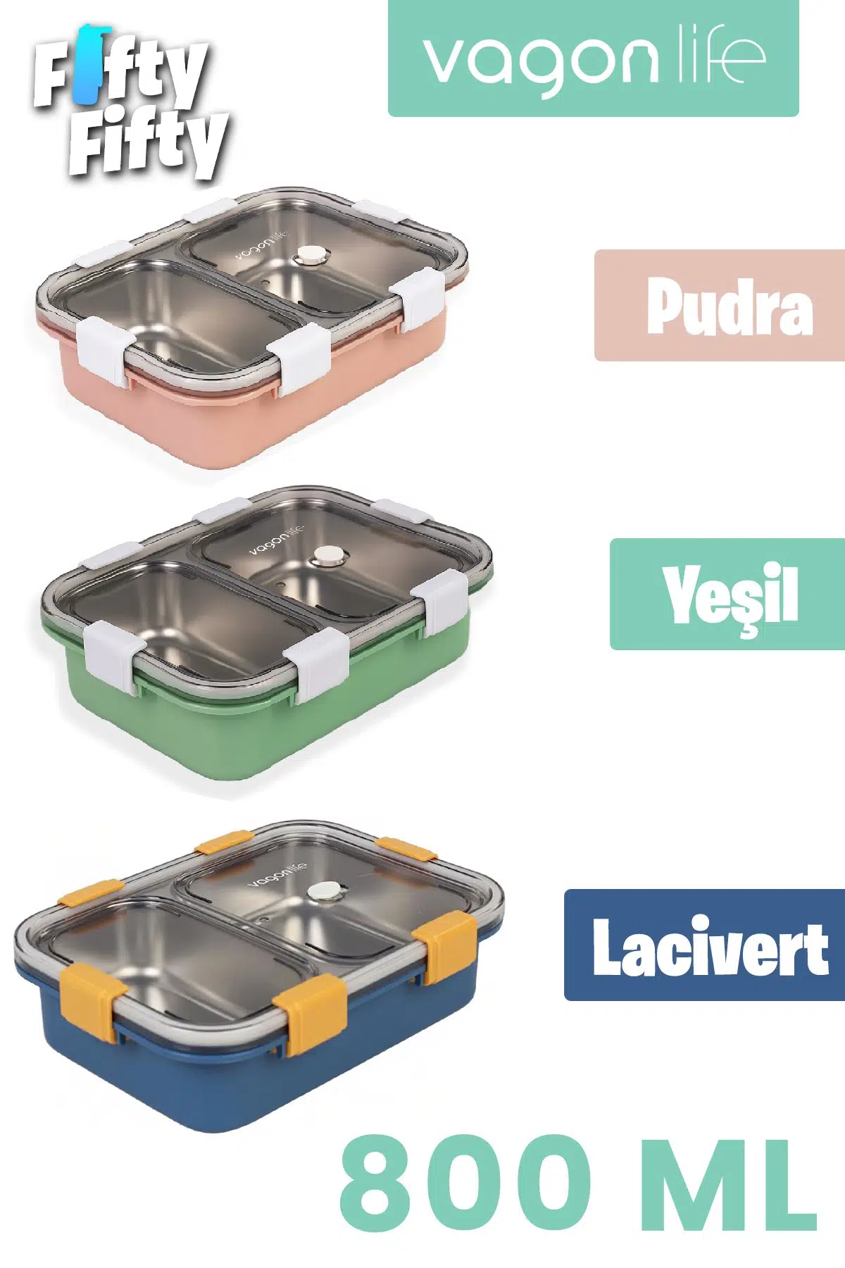 800 ML Tek Kat 2 Bölme Lunch Box Yeni Nesil Sefer Tası-FFLBOX50442