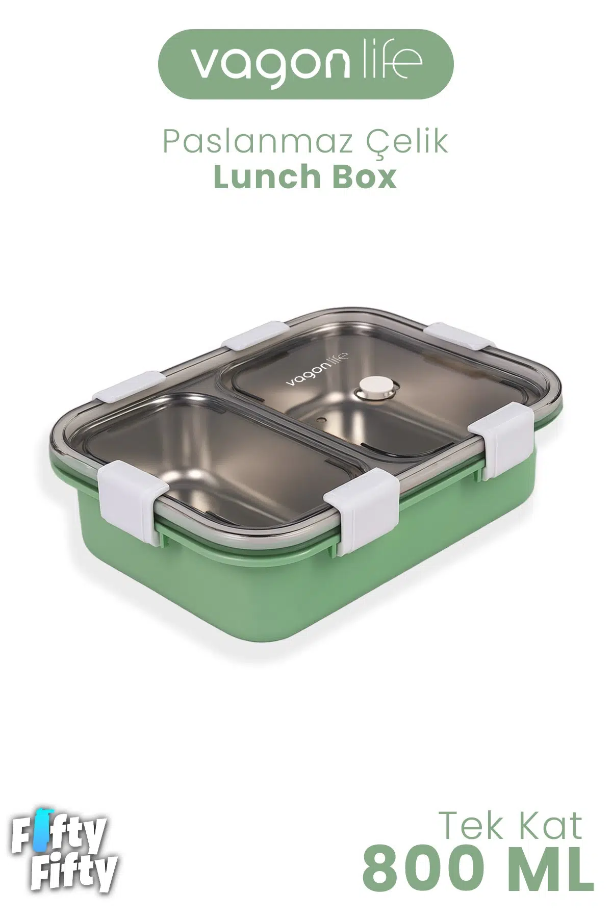 800 ML Tek Kat 2 Bölme Lunch Box Yeni Nesil Sefer Tası-FFLBOX50442