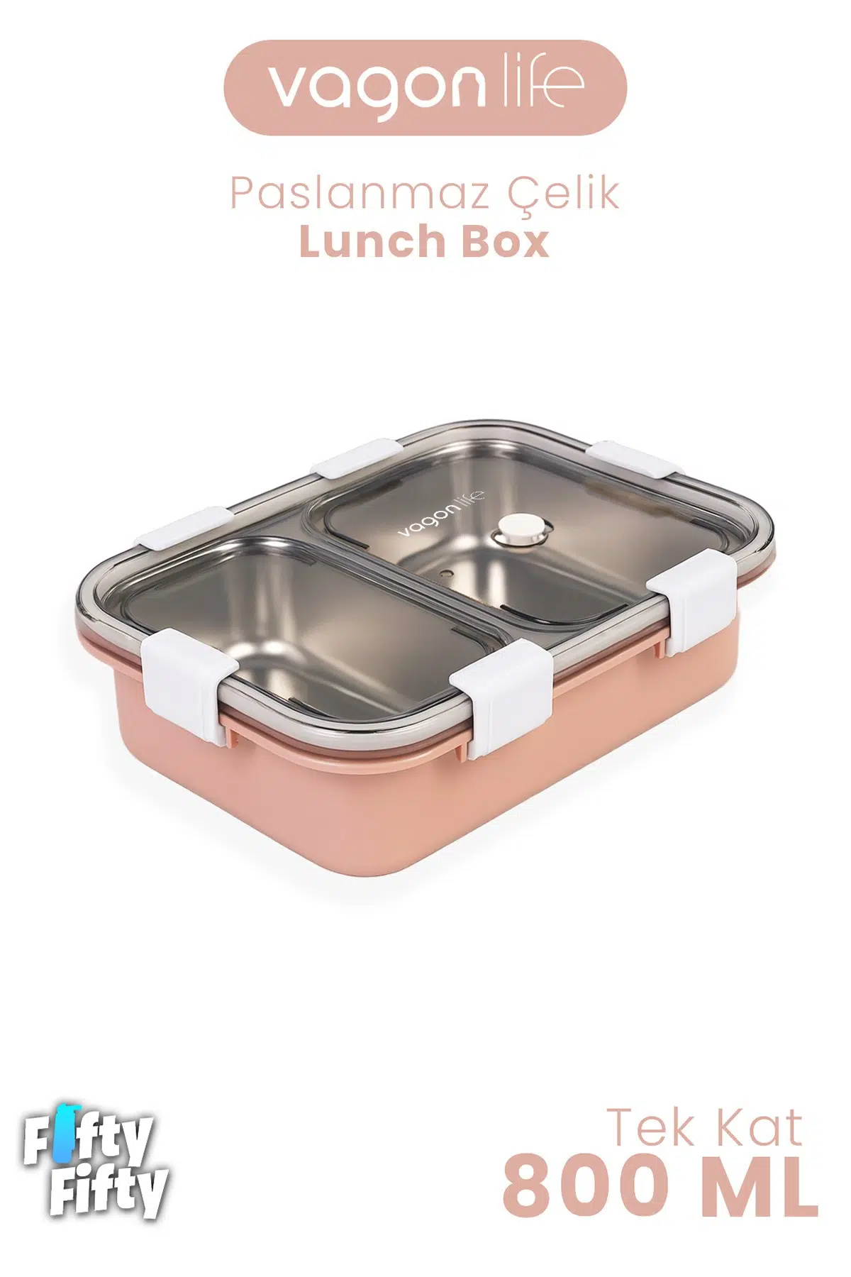 800 ML Tek Kat 2 Bölme Lunch Box Yeni Nesil Sefer Tası-FFLBOX50442