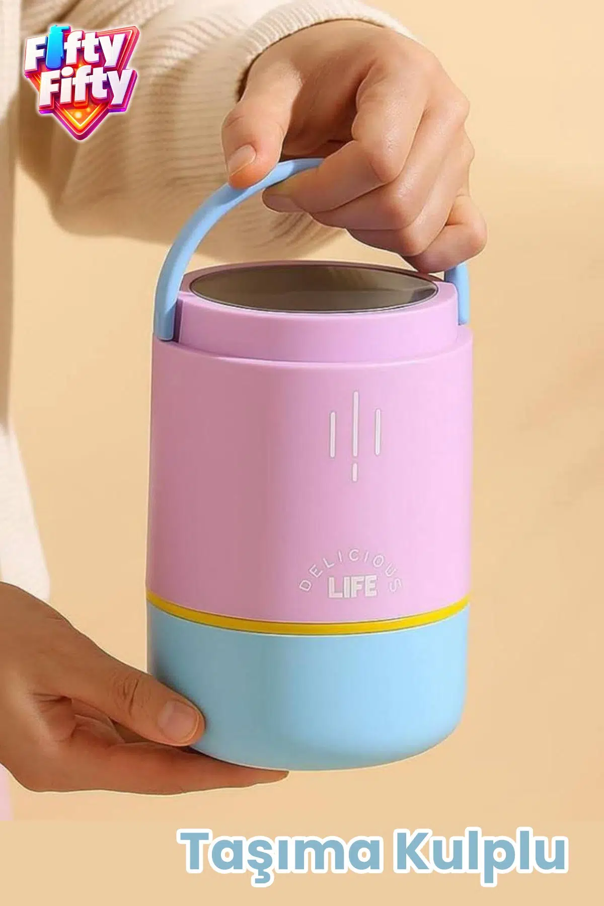900 ML Sızdırmaz 3 Kaseli Paslanmaz Çelik Kaşıklı Bento Lunch Box Yeni Nesil Sefer Tası -FFLBO1266