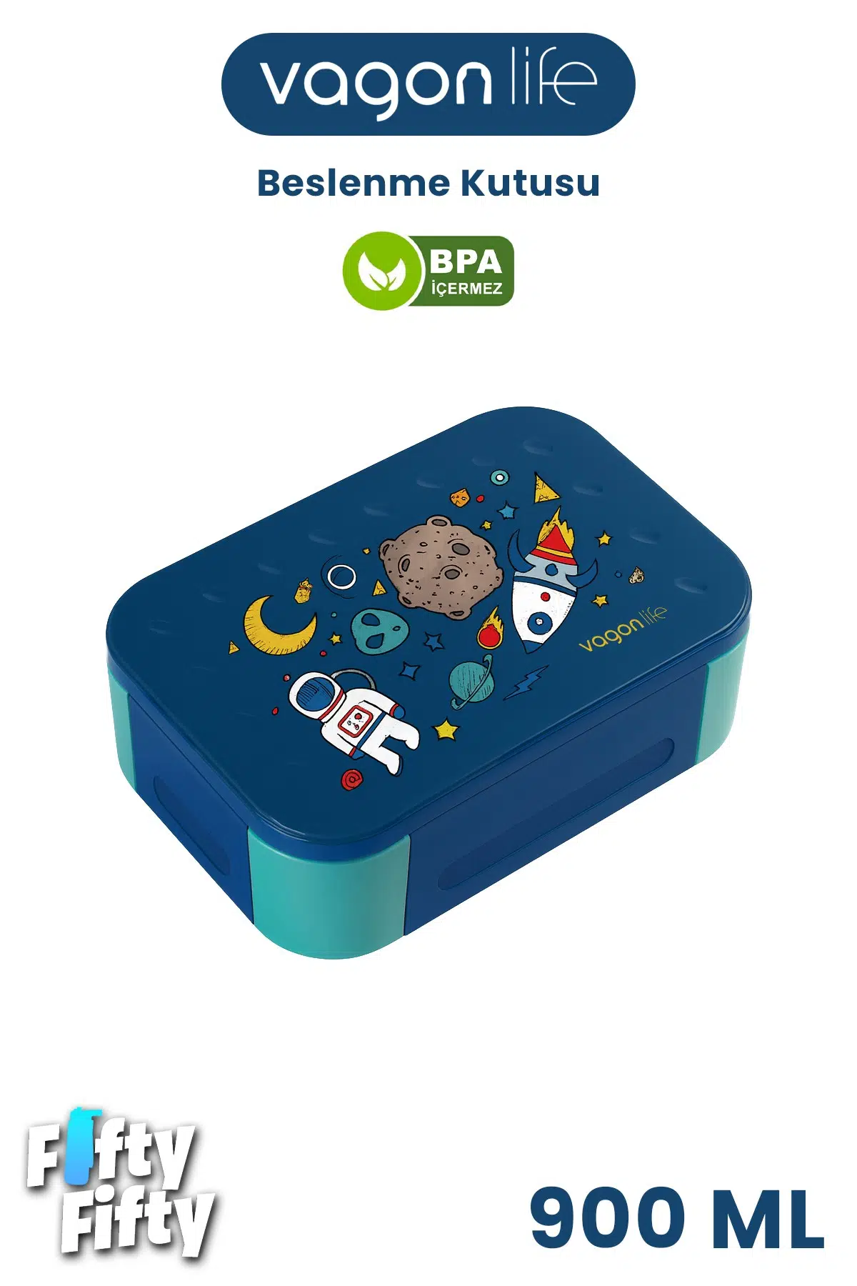 900 ML Tek Kat 3 Bölme Çocuk Beslenme Kutusu -FFB1270 - Mavi