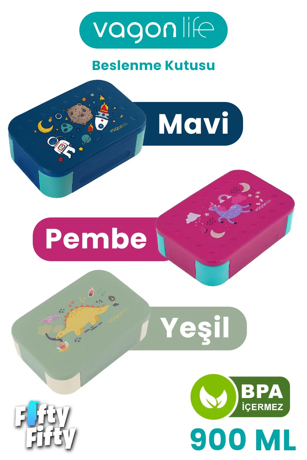 900 ML Tek Kat 3 Bölme Çocuk Beslenme Kutusu -FFB1270