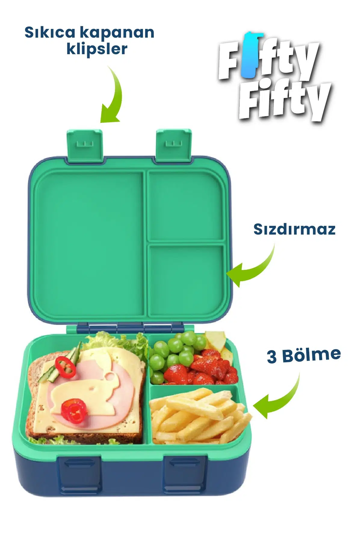 700 ML Tek Kat Sızdırmaz,Karışmaz Üç Bölmeli Çocuk Beslenme Kutusu -FFB096-700