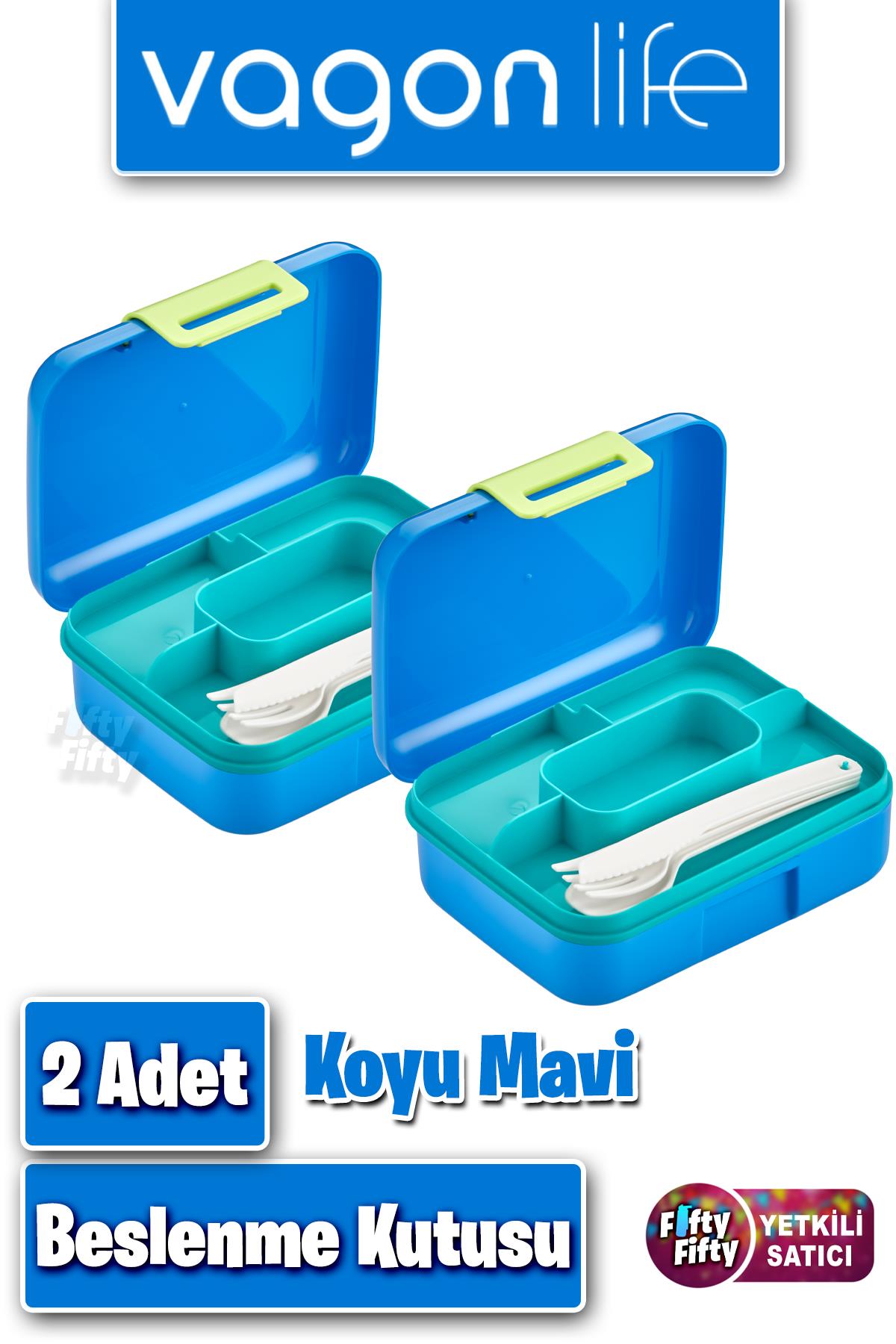 2'li Set Beslenme Kutusu (Seçtiğiniz Renkte 2 Adet Gönderilir) Ürün Vagonlife Markadır - 2Adet-KoyuMavi