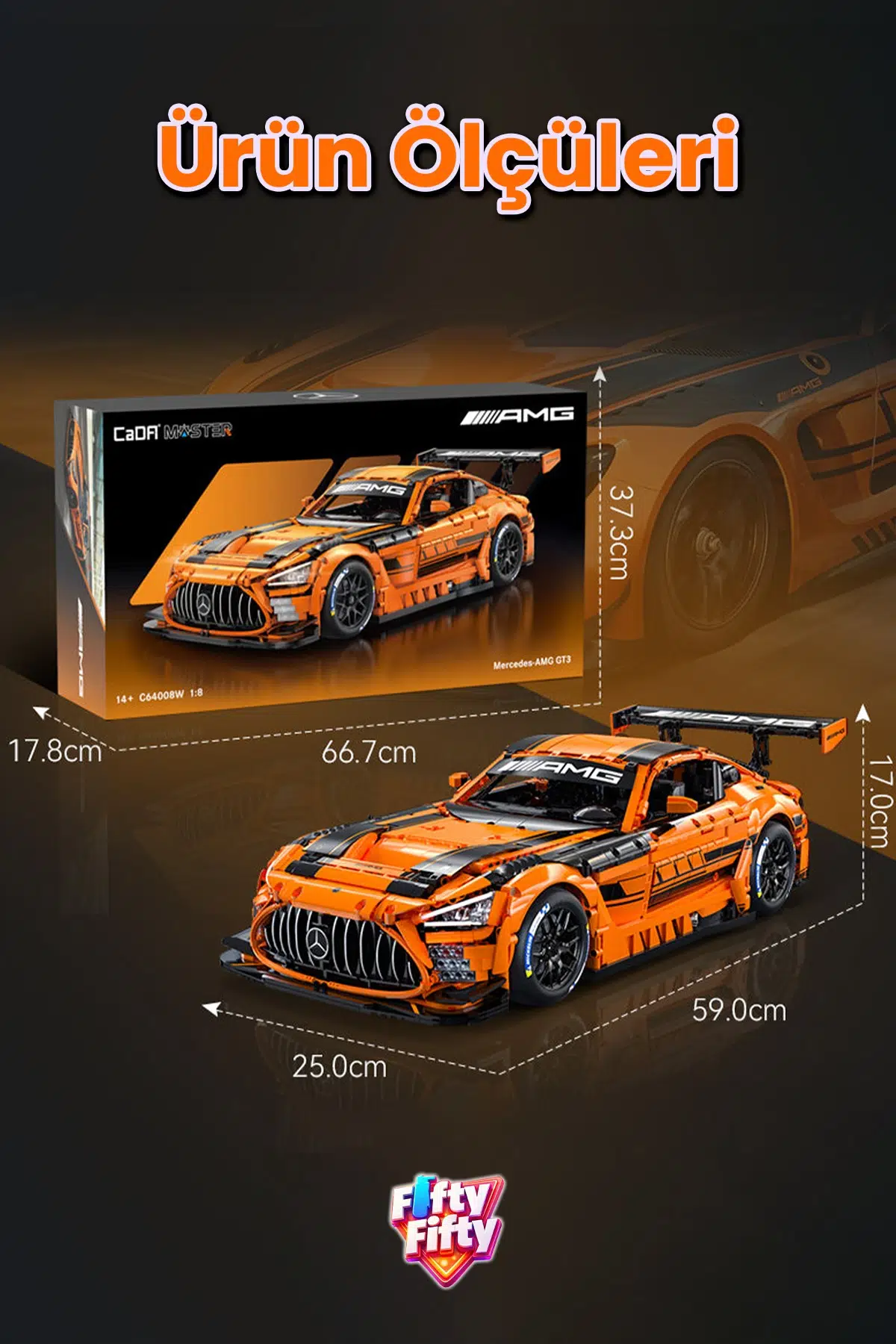 CaDA Master 1:8 Mercedes-AMG GT3 C64008W – 5466 Parça Premium Yarış Aracı Yapım Seti -FFC64008W-5466P