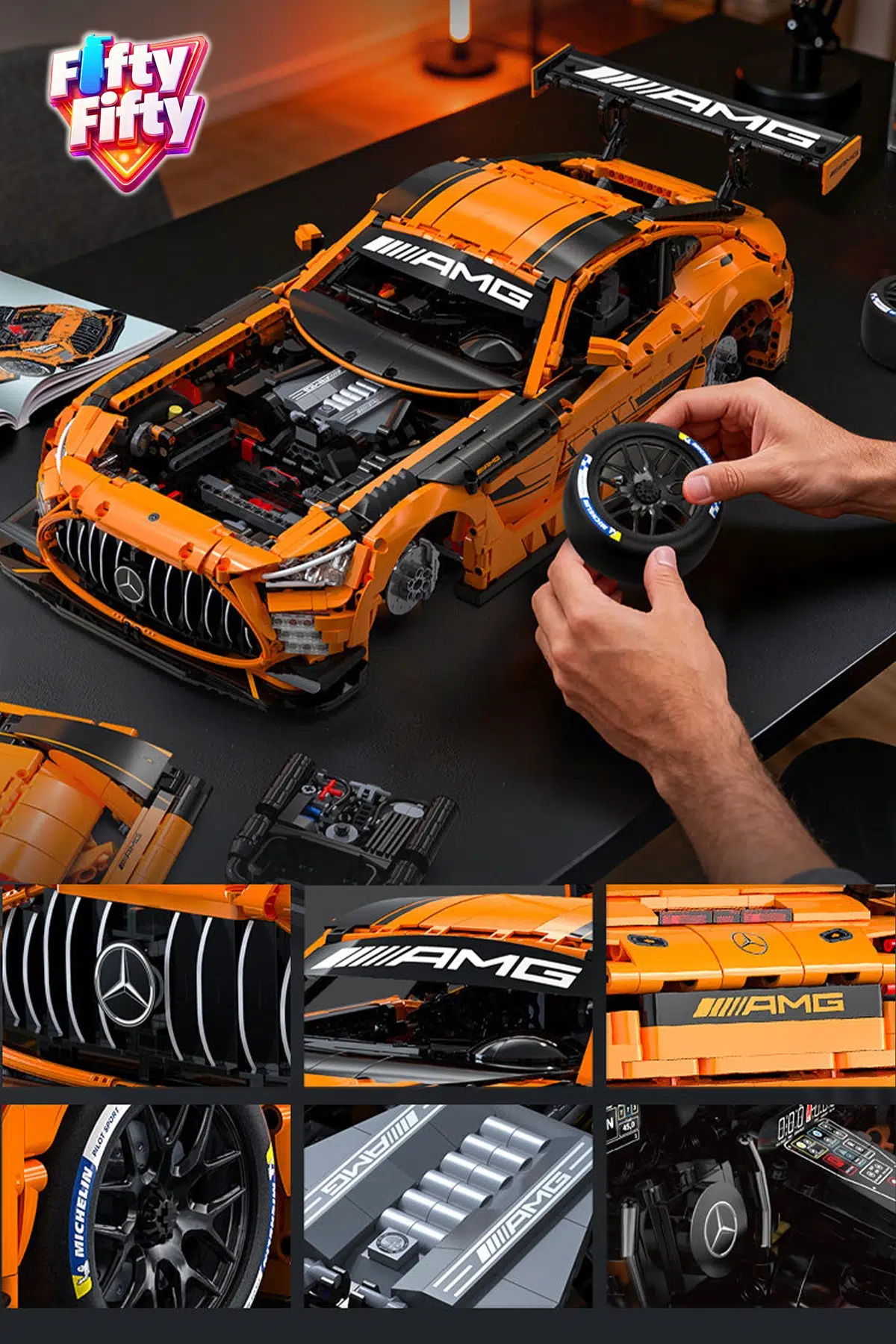 CaDA Master 1:8 Mercedes-AMG GT3 C64008W – 5466 Parça Premium Yarış Aracı Yapım Seti -FFC64008W-5466P