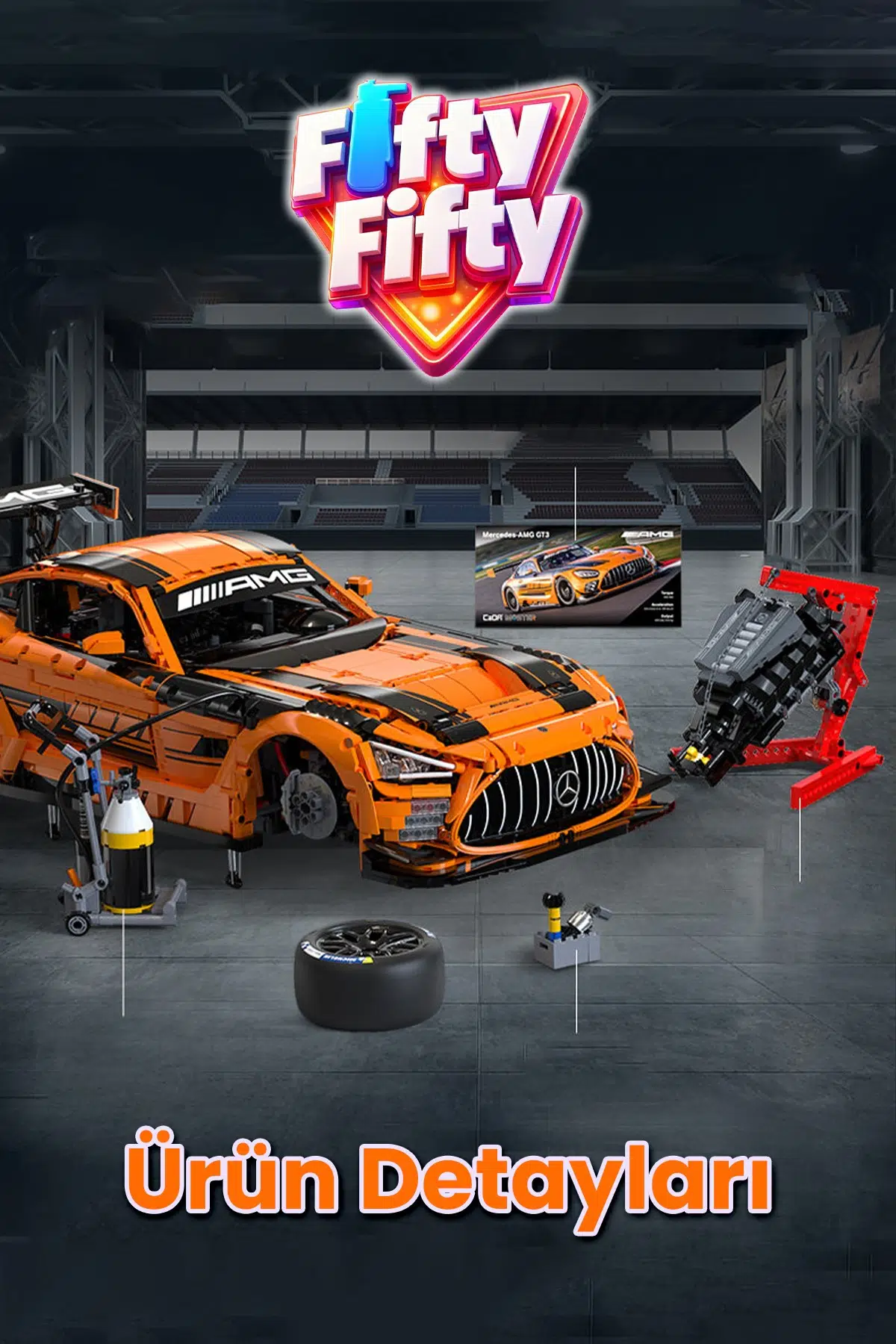 CaDA Master 1:8 Mercedes-AMG GT3 C64008W – 5466 Parça Premium Yarış Aracı Yapım Seti -FFC64008W-5466P