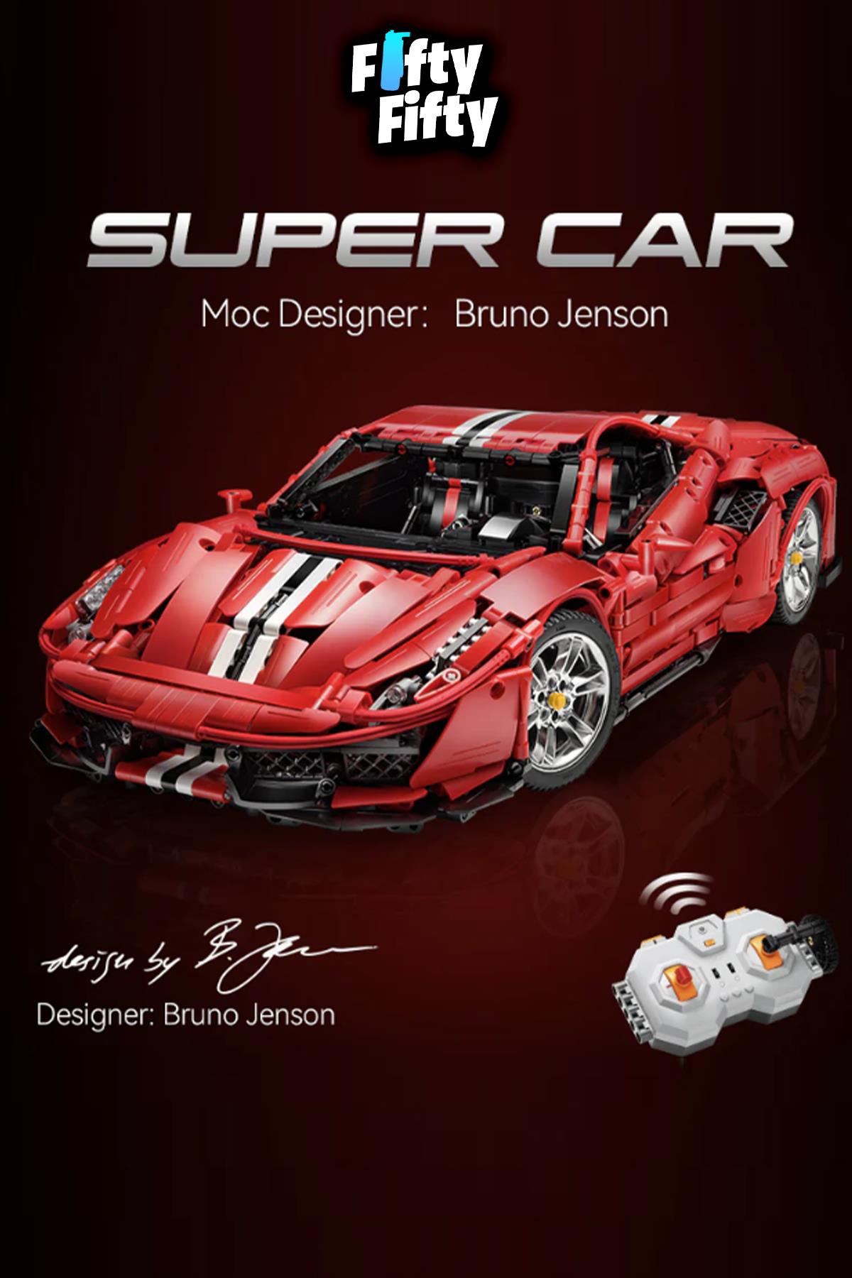 Cada Italian Red Supercar -C61042W (3187 Parça) Uzaktan Kumandalı Oyuncak Yapım Seti