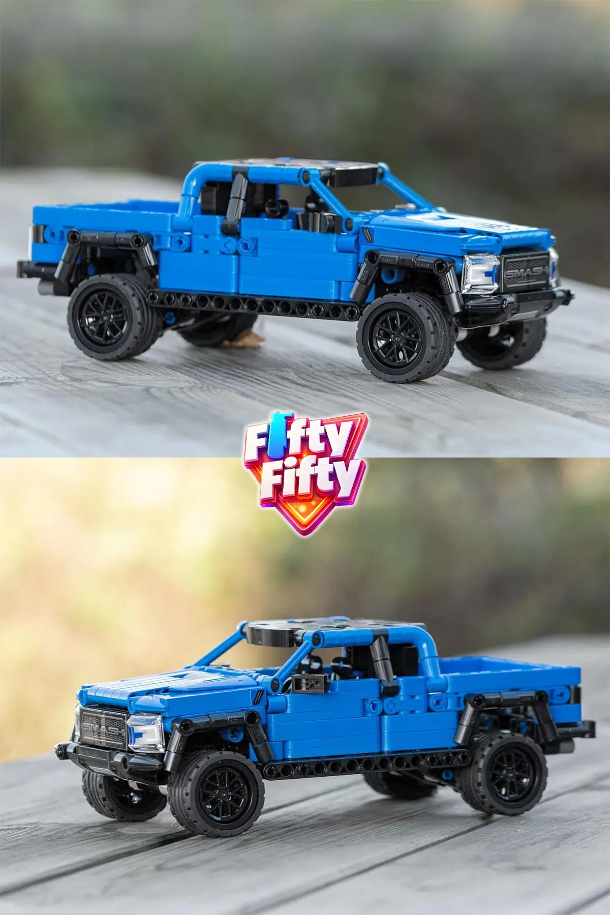 CADA Çek Bırak Araba Smash Off-Roader Pickup Truck 390 Parça Araba Yapım Seti -FFC52029W-390P