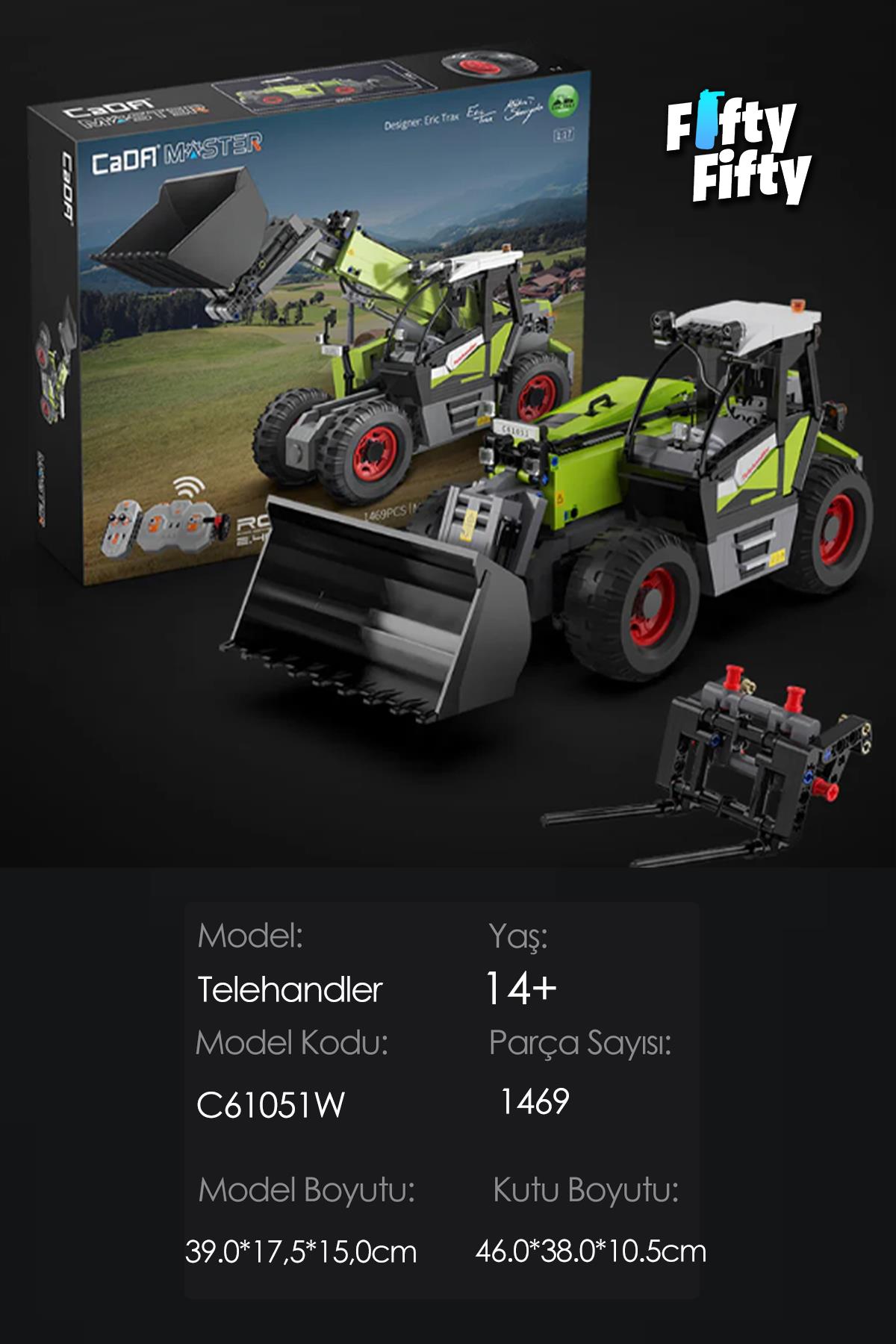 Cada Telehandler -C61051W (1469 Parça) Uzaktan Kumandalı Oyuncak Yapım Seti