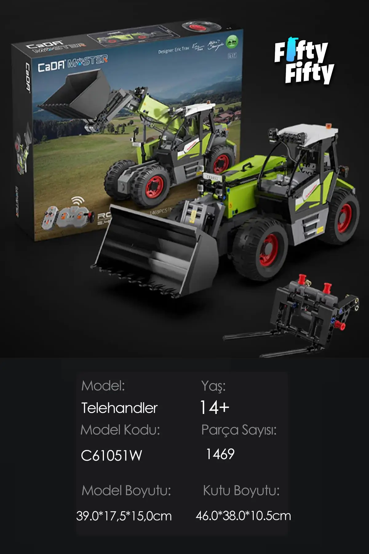Cada Telehandler -C61051W (1469 Parça) Uzaktan Kumandalı Oyuncak Yapım Seti