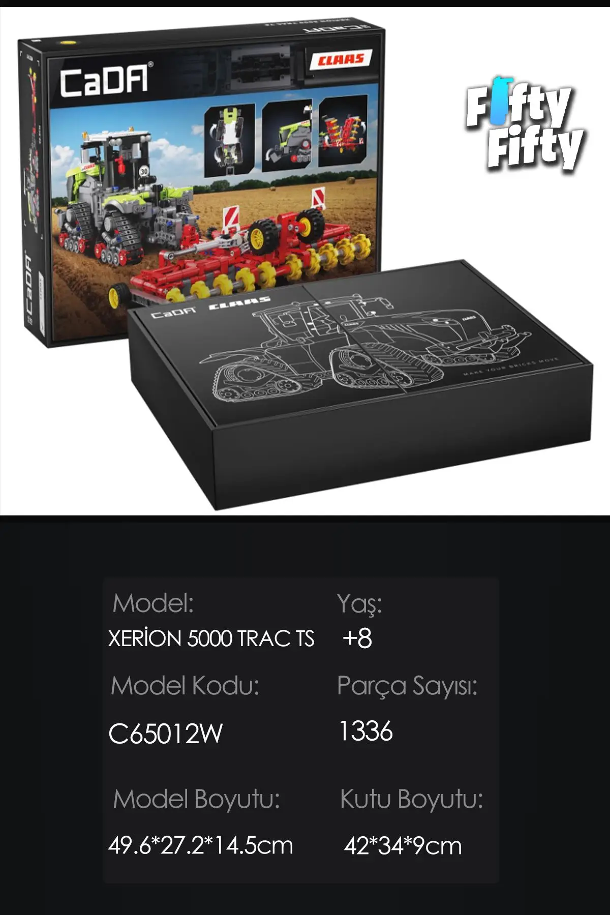 Cada Claas Xerıon 5000 -C65012W (1336 Parça) Profesyonel Oyuncak Yapım Seti
