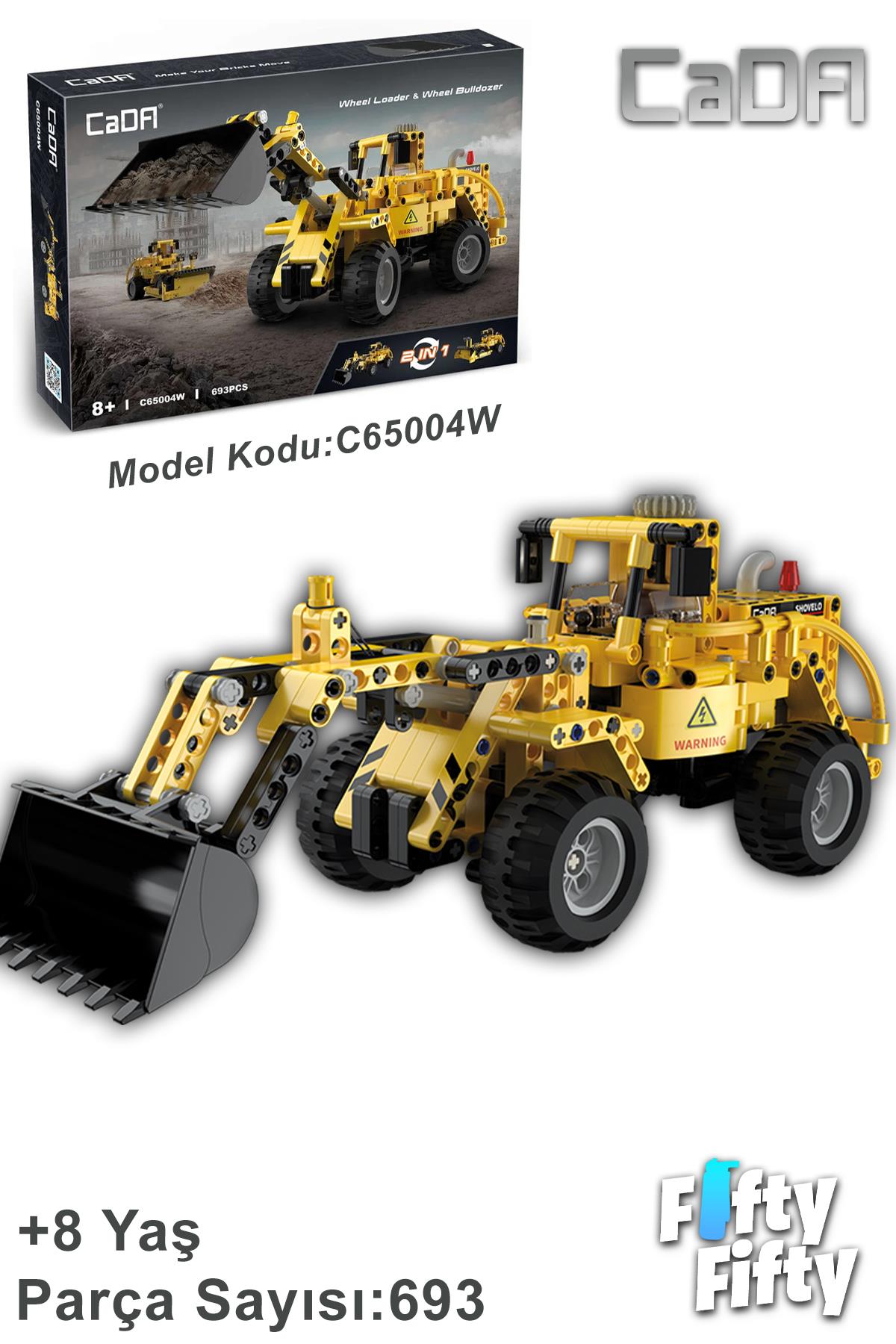 Cada Inşaat Iş Makinası Serisi Buldozer -C65004W (693 Parça) Oyuncak Yapım Seti