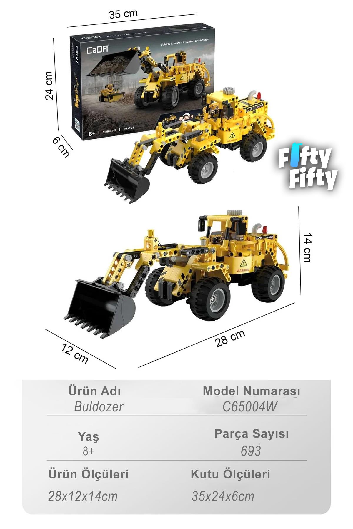 Cada Inşaat Iş Makinası Serisi Buldozer -C65004W (693 Parça) Oyuncak Yapım Seti