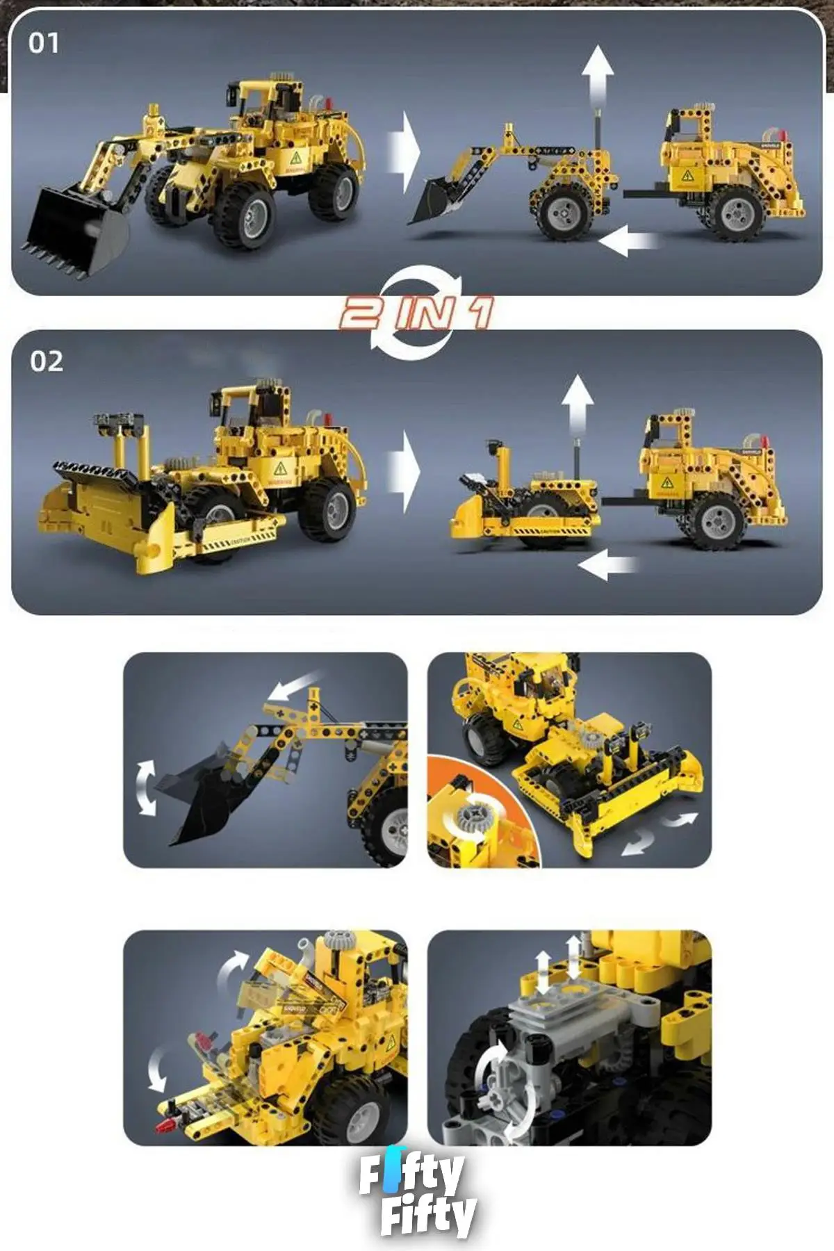 Cada Inşaat Iş Makinası Serisi Buldozer -C65004W (693 Parça) Oyuncak Yapım Seti