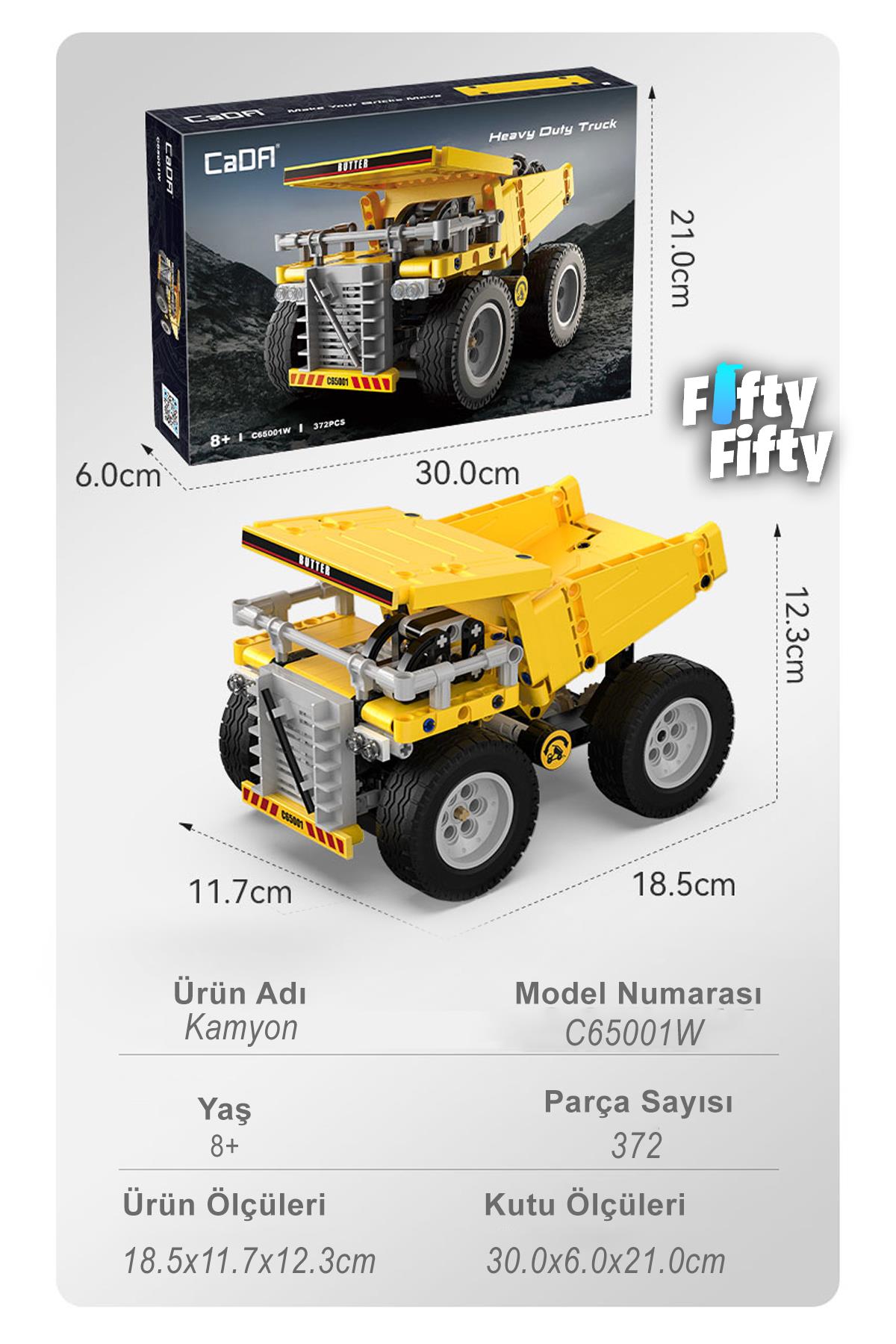 Cada Inşaat Iş Makinası Serisi Kamyon -C65001W (372 Parça) Oyuncak Yapım Seti