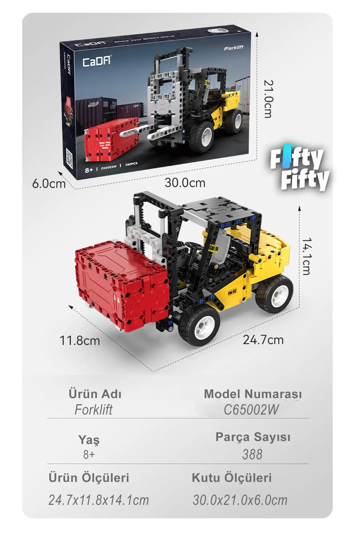 Cada Inşaat Iş Makinası Serisi Forklift -C65002W (388 Parça) Oyuncak Yapım Seti