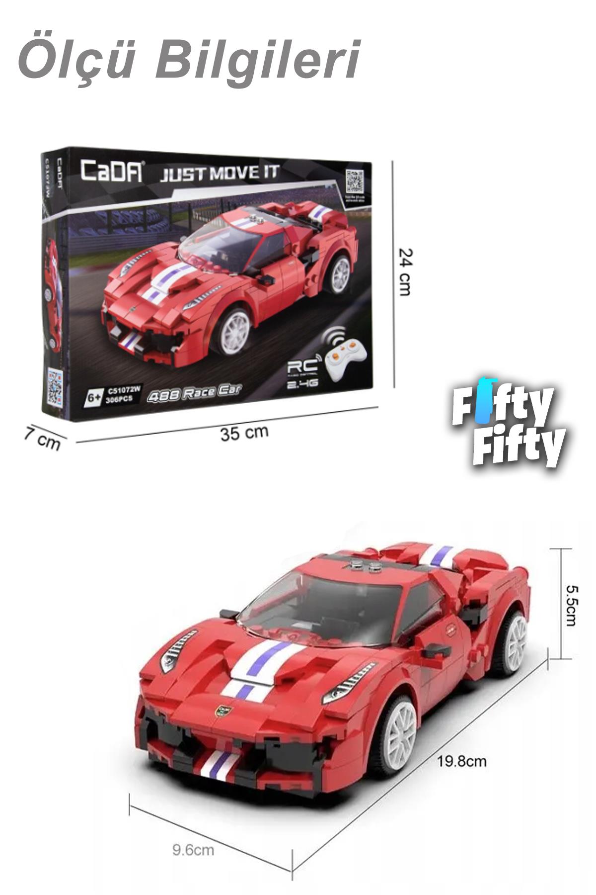 Cada Kırmızı Yarış Arabası Uzaktan Kumandalı -C51072W (306 Parça) Oyuncak Yapım Seti