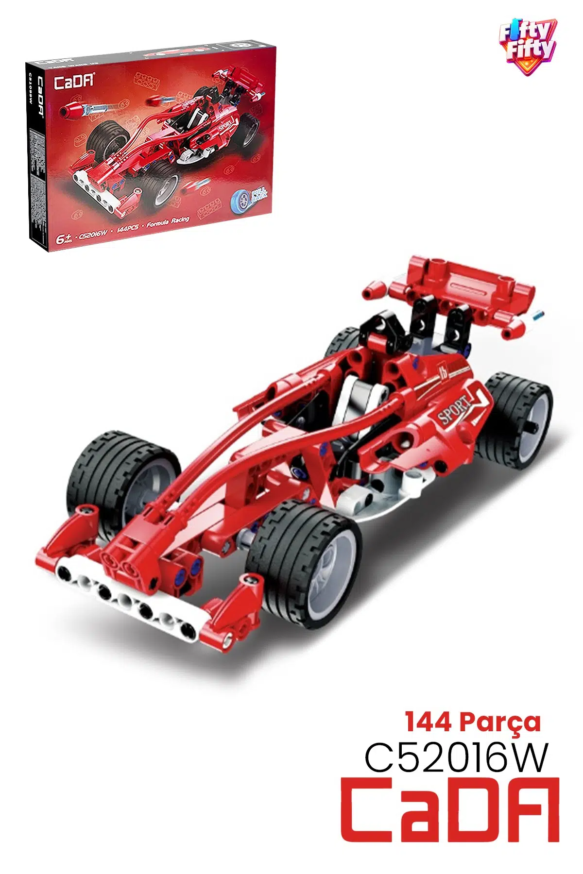 CADA Çek Bırak F1 Yarış Arabası 144 Parça Araba Yapım Seti Blok Araba -FFC52016W-144P